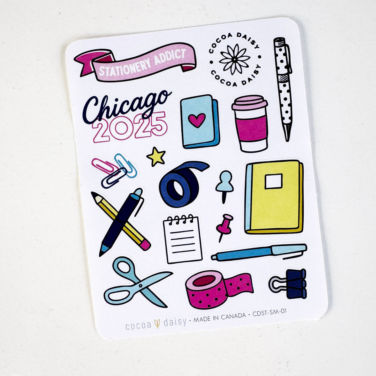 Cocoa Daisy Exclusive "Stationery Addict" 2025 Chicago Planner Conference Sticker Sheet