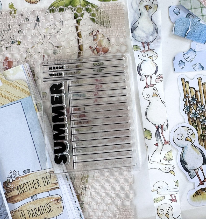 Coconut Cove "Summer List" Stamp From The Deluxe Journaling Kit - July 2026