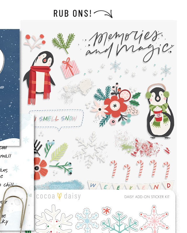 Let It Snow Rub-On Transfers "Memories & Magic" from the Planner Add On - December 2023