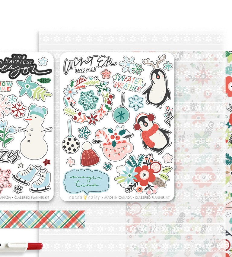 Let It Snow "Winter Wishes" Sticker Sheet from the Stationery Kit - December 2023