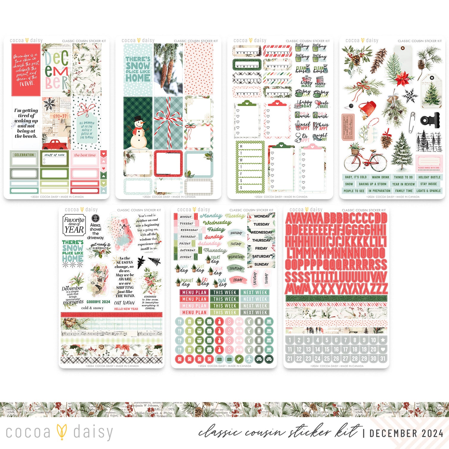 Cedar & Snow Classic Cousin Sticker Kit December 2024 Cocoa Daisy