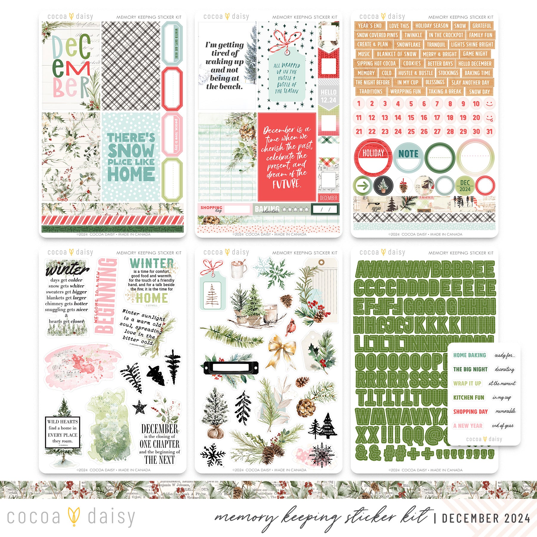 Cedar & Snow Memory Keeping Sticker Kit - December 2024