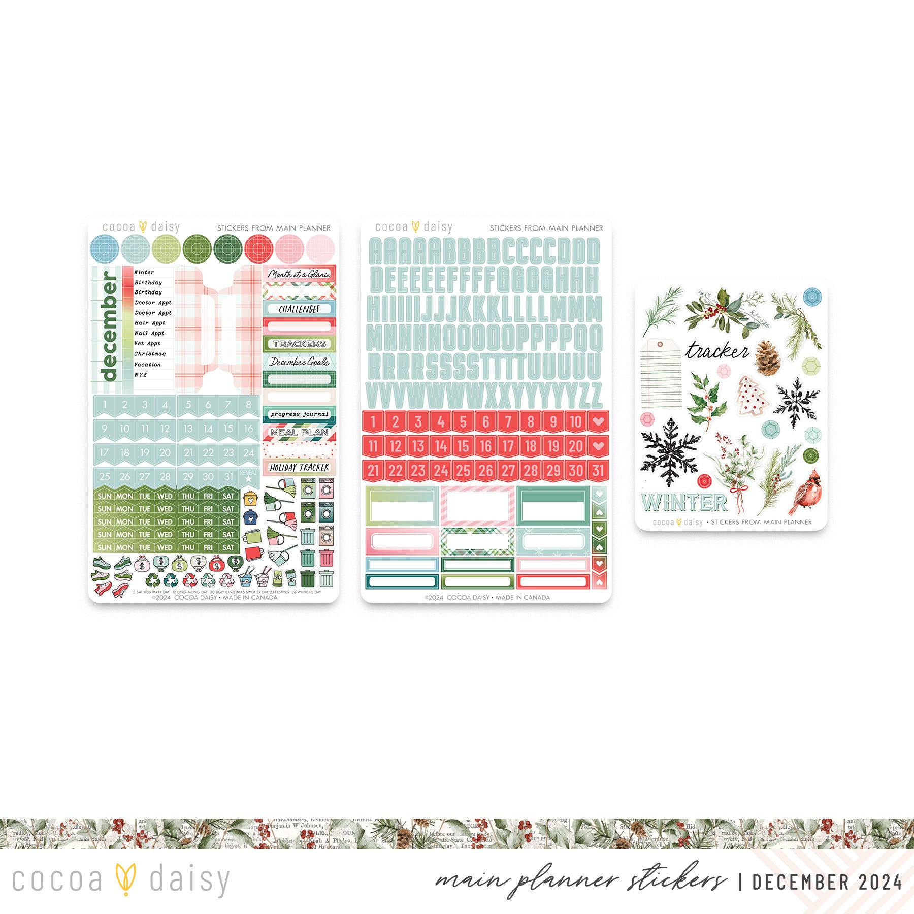 Cedar & Snow Stickers From The Main Planner - December 2024