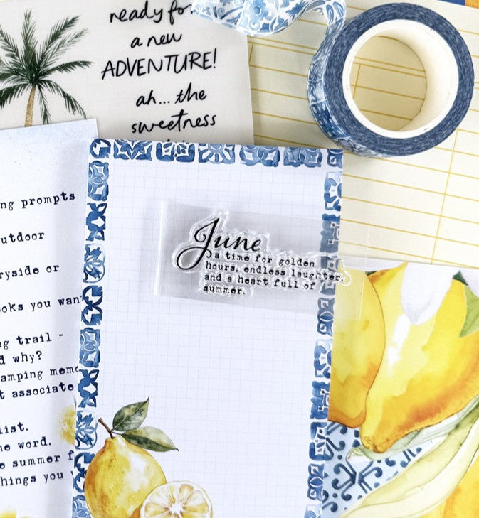 Mediterranean Muse "June" Stamp From The Deluxe Journaling Kit - June 2025