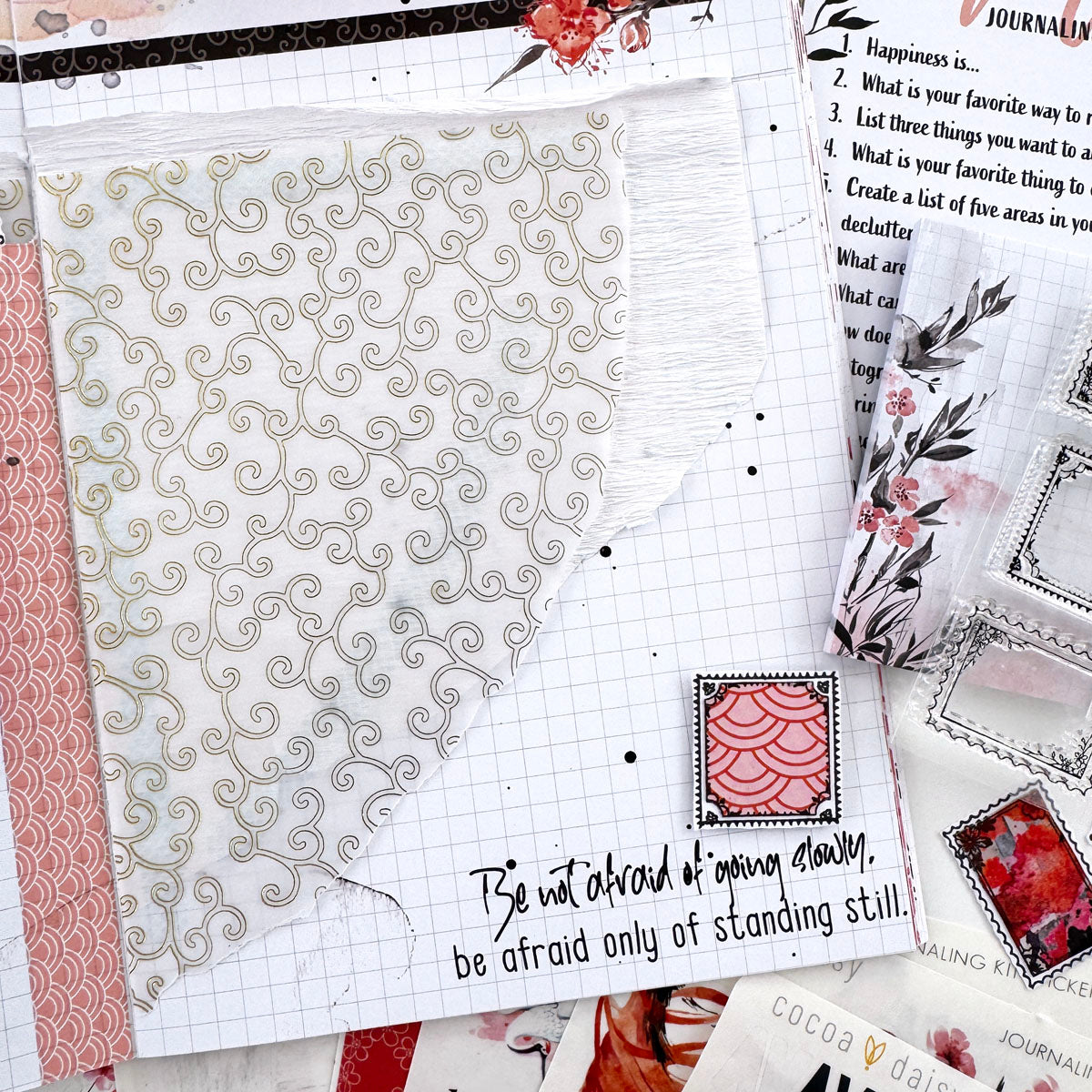 Serenity Gold Foiled "Scroll" Deluxe Journaling Kit Vellum - April 2025