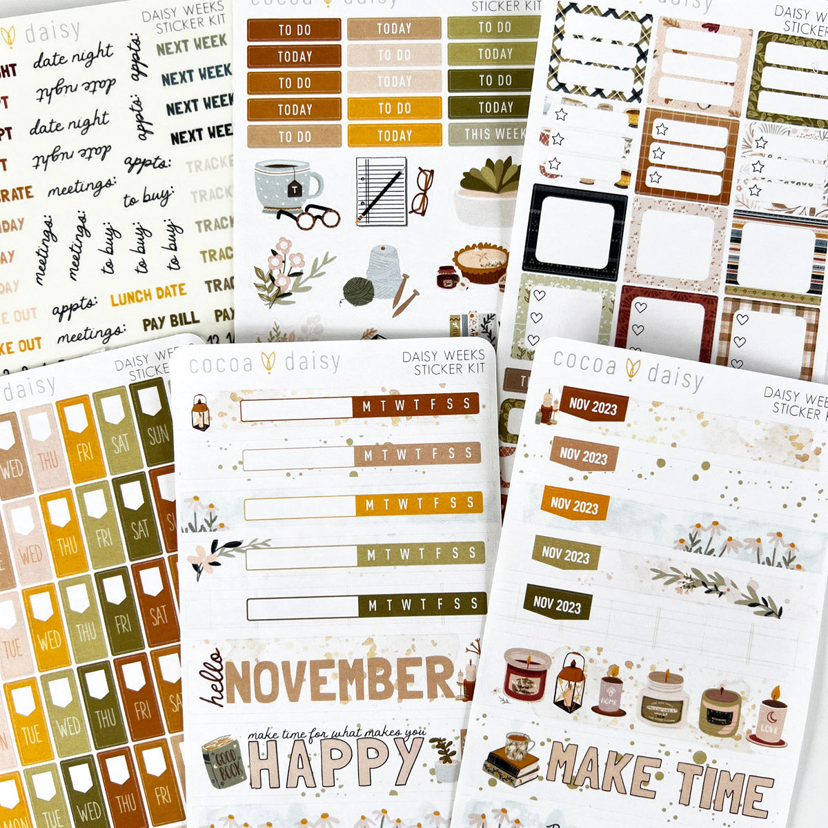 The Minimalist Collection Days of the Week Sticker Sheet – Cocoa Daisy