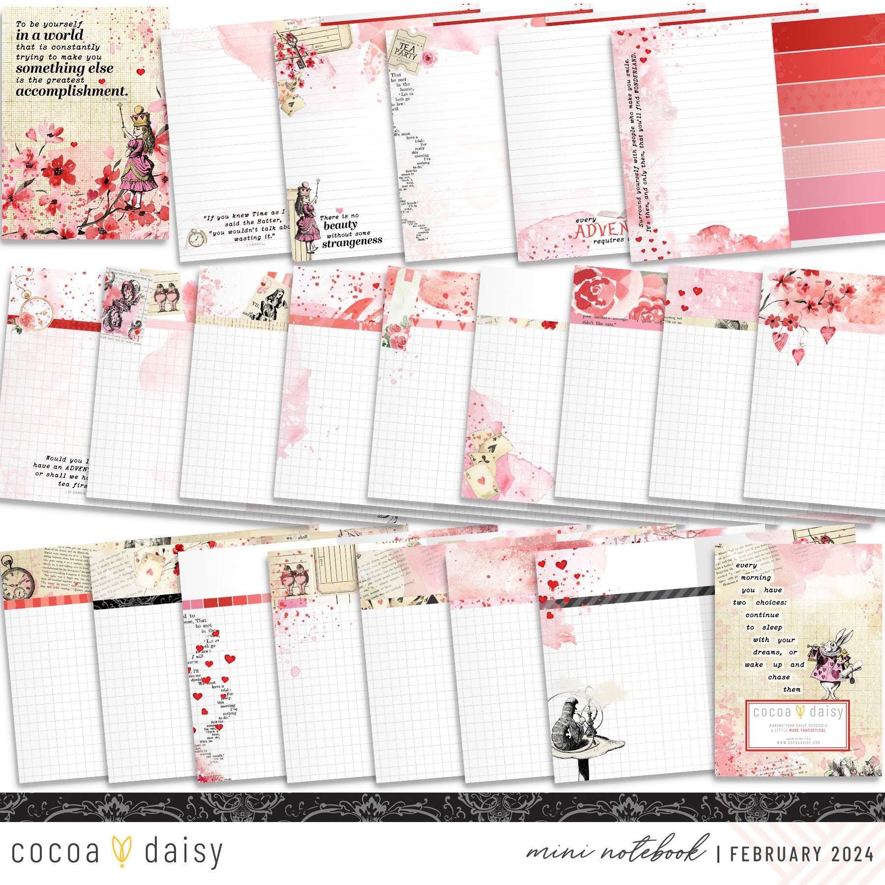 Wonderland Insert or Notebook Only - Choose your size February 2024