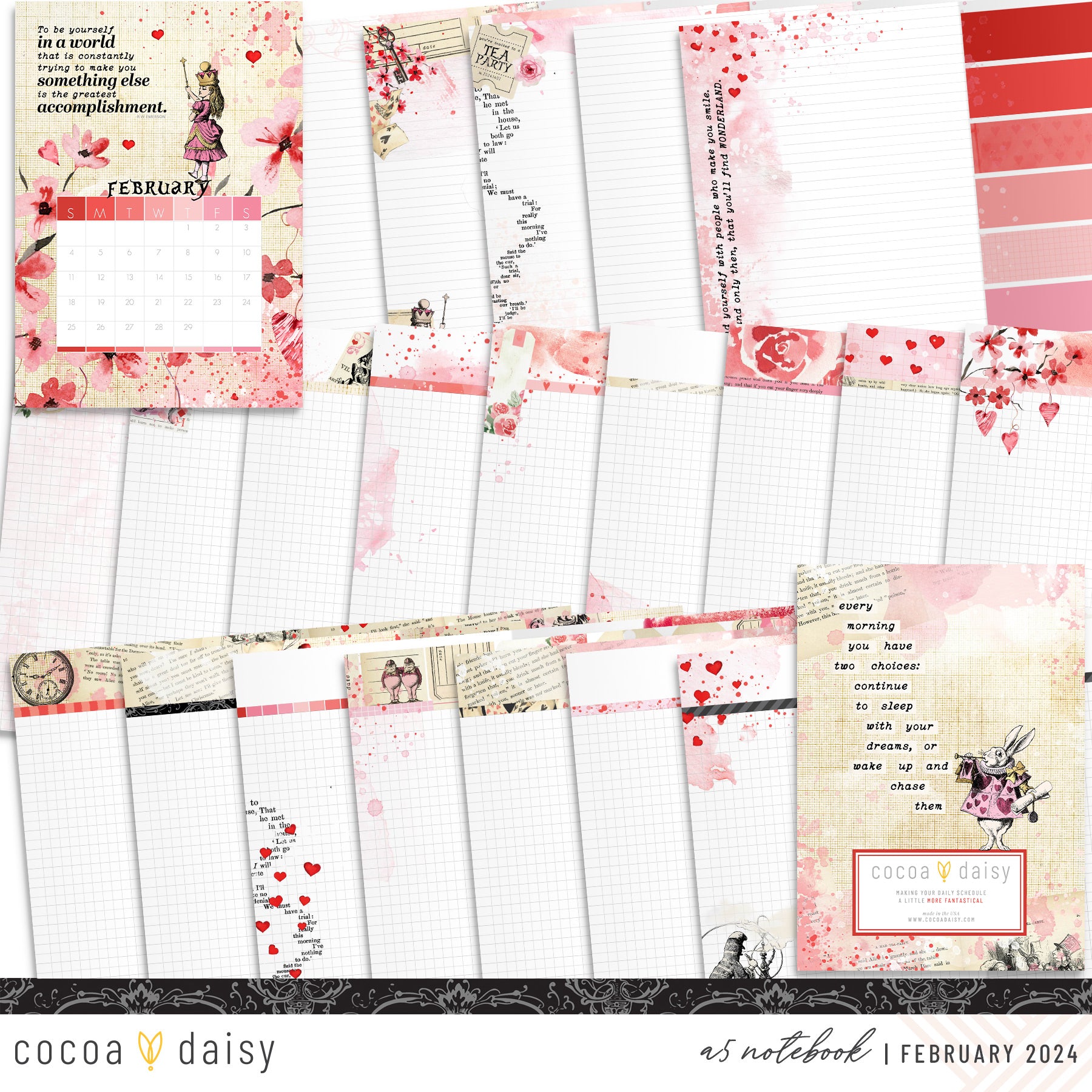 Wonderland Insert or Notebook Only - Choose your size February 2024