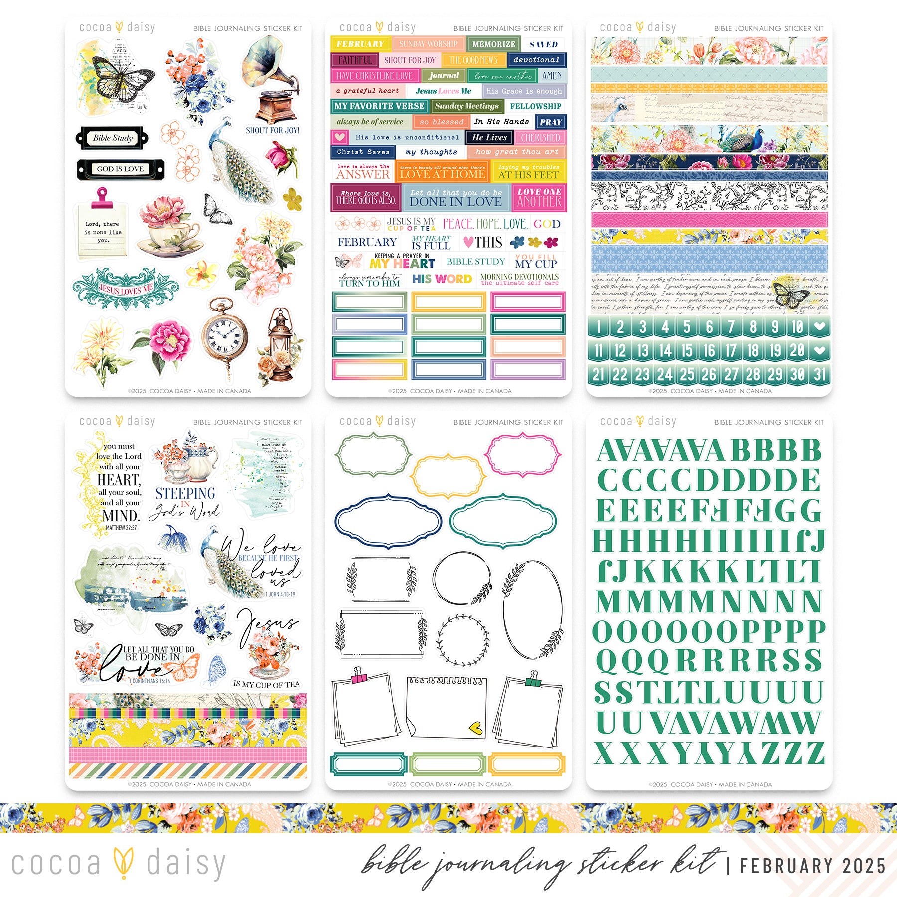 Penelope Bible Journaling Sticker Kit - February 2025