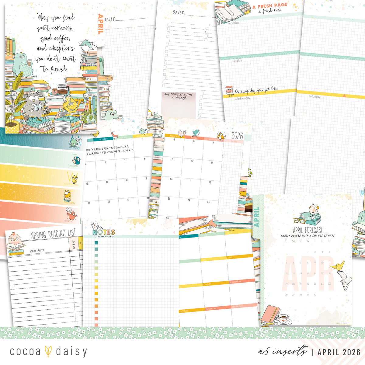 Note Book April Booked For Spring Inserts or notebook Only - Choose your size - April ...
