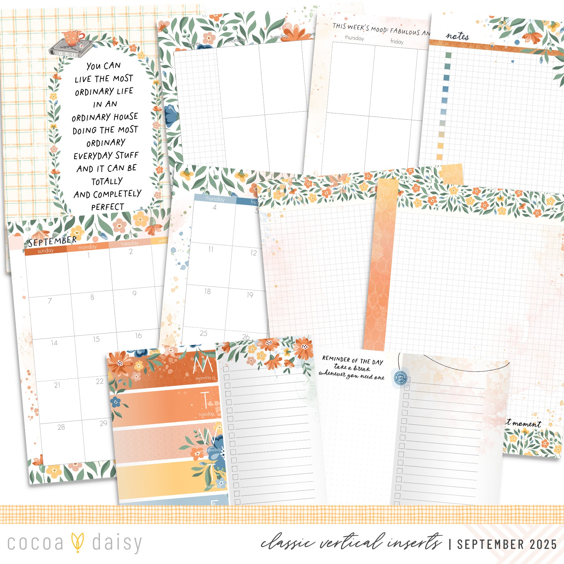 Chapters of September Inserts or notebook Only - Choose your size - September 2025