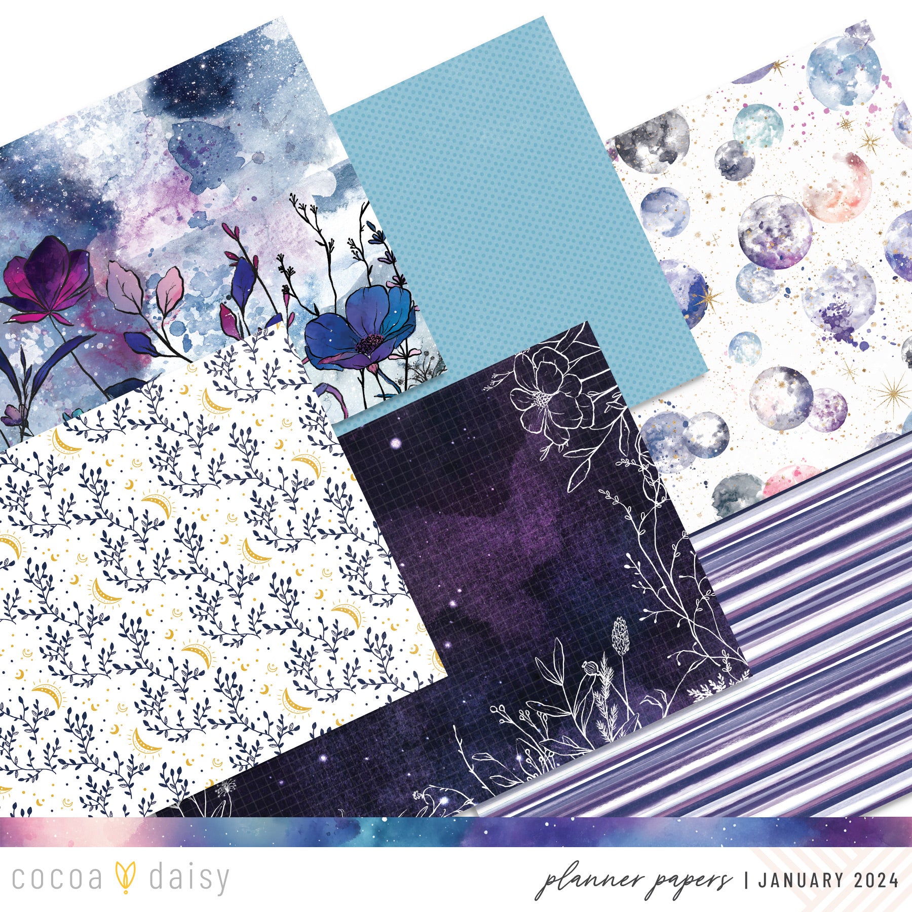 Silent Moon Extra Papers from The Planner Kit January 2024