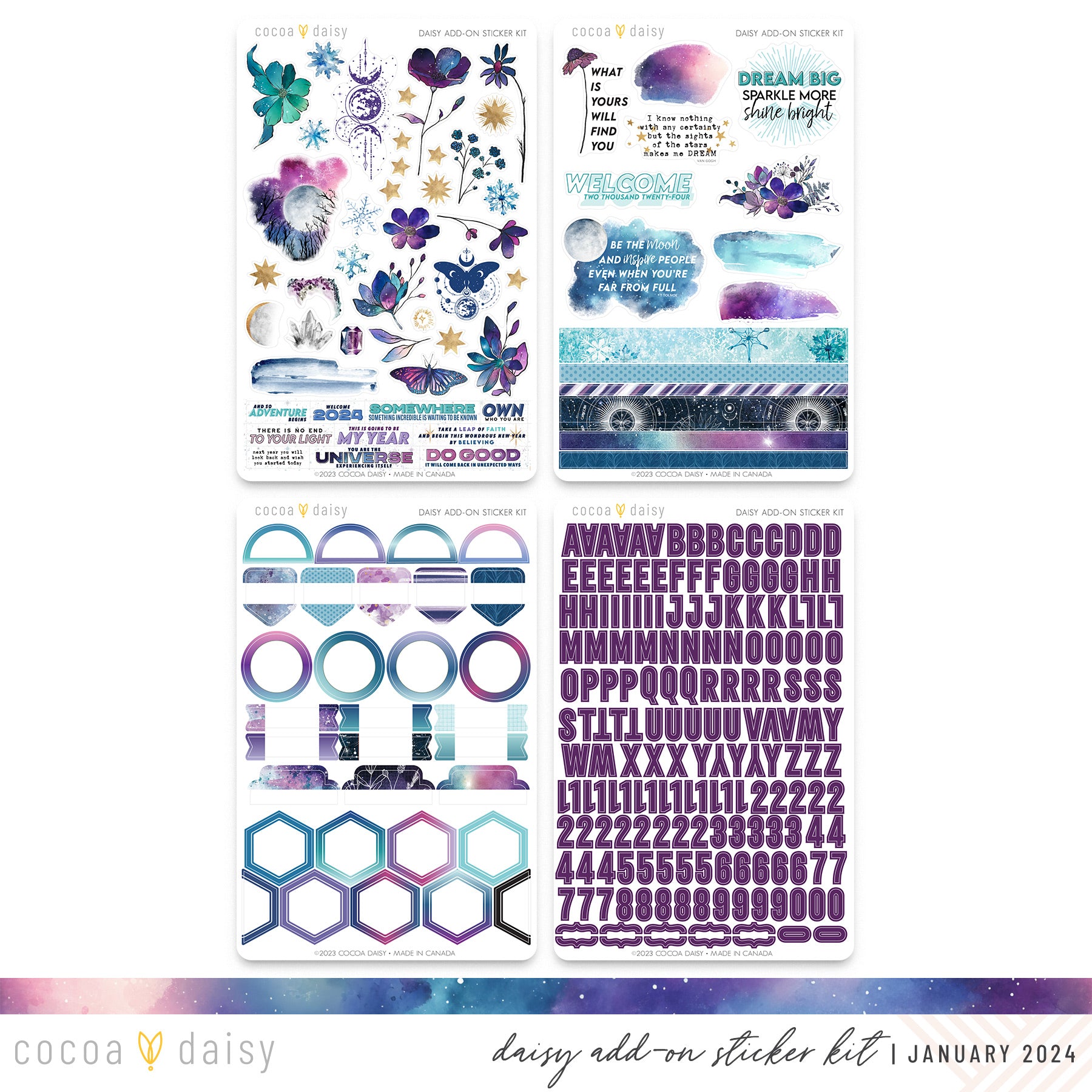 Add On Sticker Silent Moon Daisy Add On Sticker Kit January 2024 – Cocoa Daisy