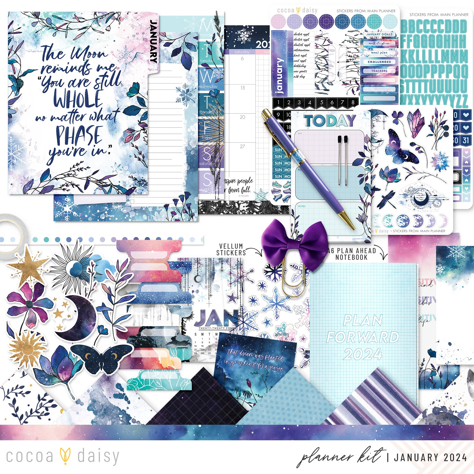 Silent Moon Planner Kit - Choose your insert January 2024