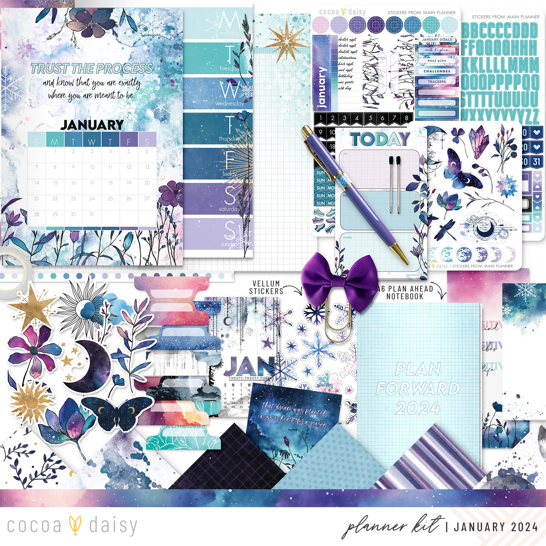 Silent Moon Planner Kit - Choose your insert January 2024