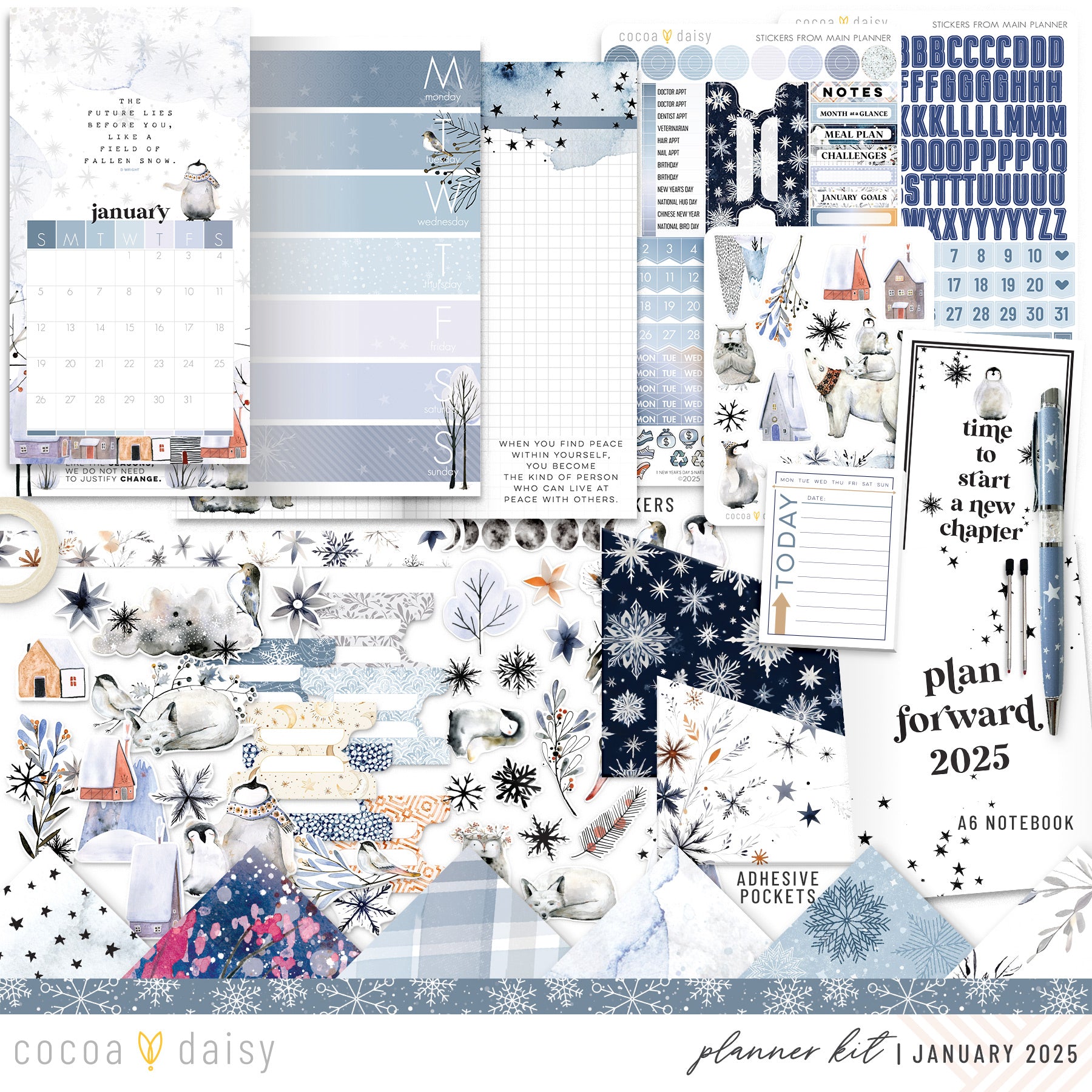 Nordic Nights Planner Kit - Choose your insert or notebook - January 2025