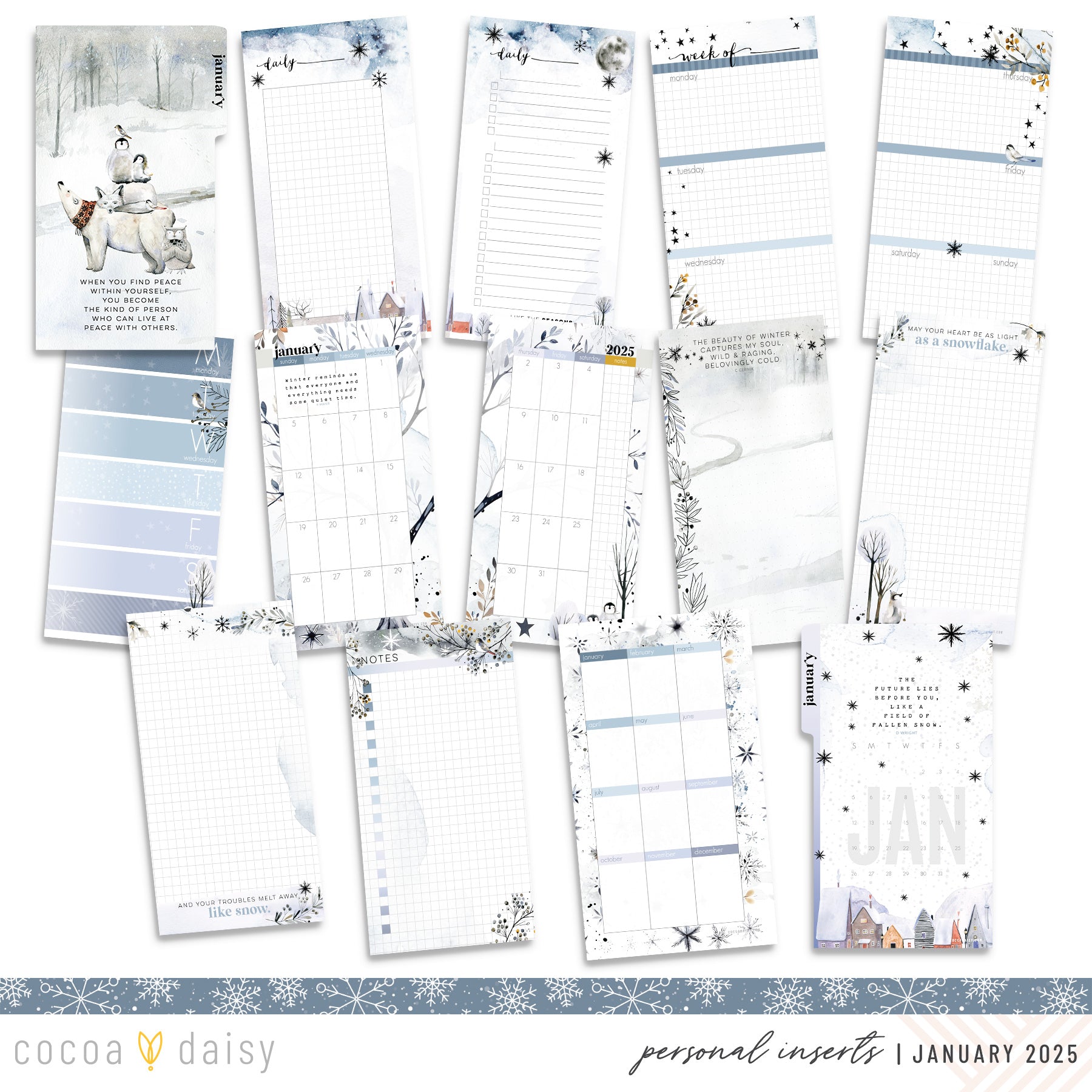 Nordic Nights Inserts or notebook Only - Choose your size - January 2025