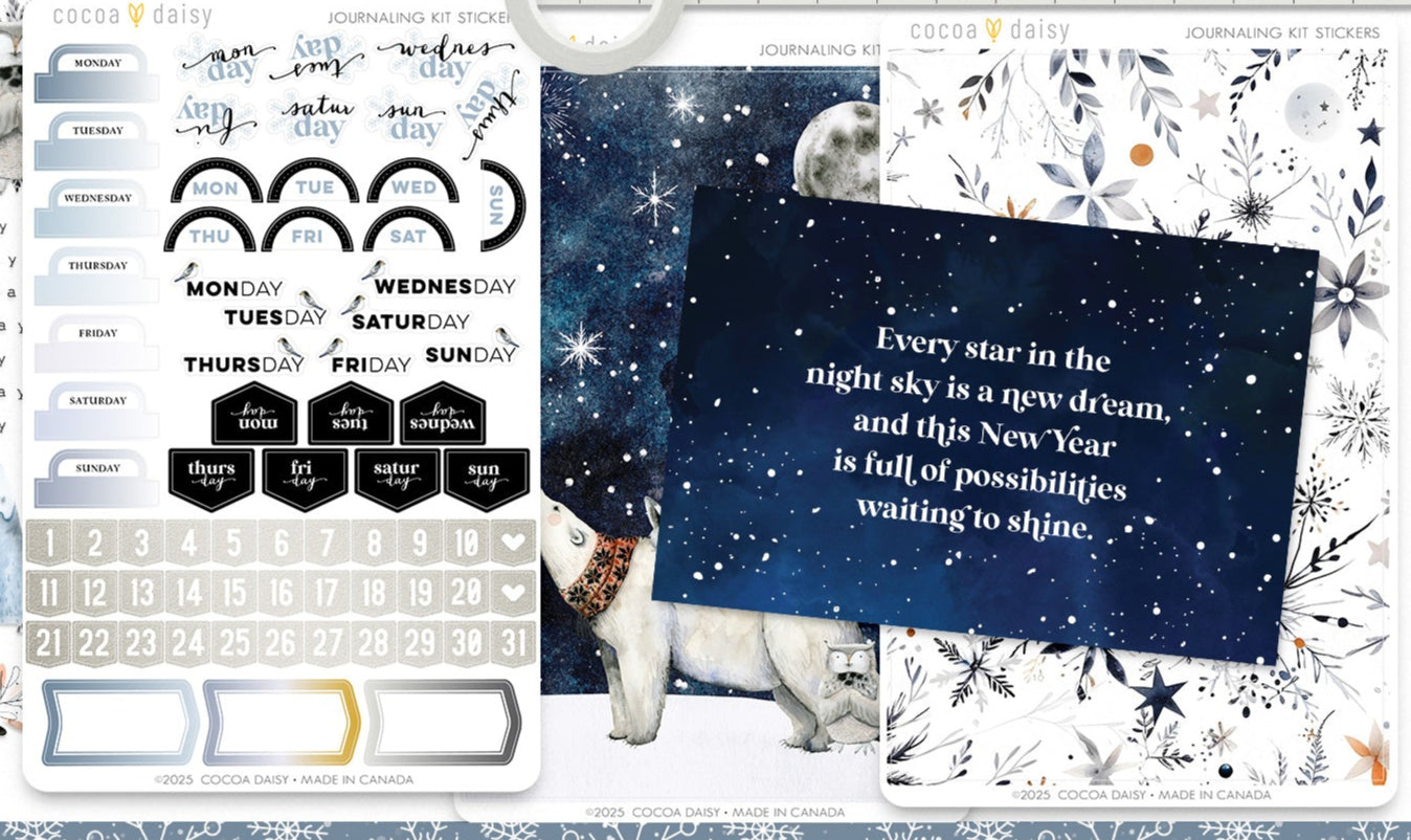 Nordic Nights Vellum Journaling Sticker Kit ONLY - January 2025