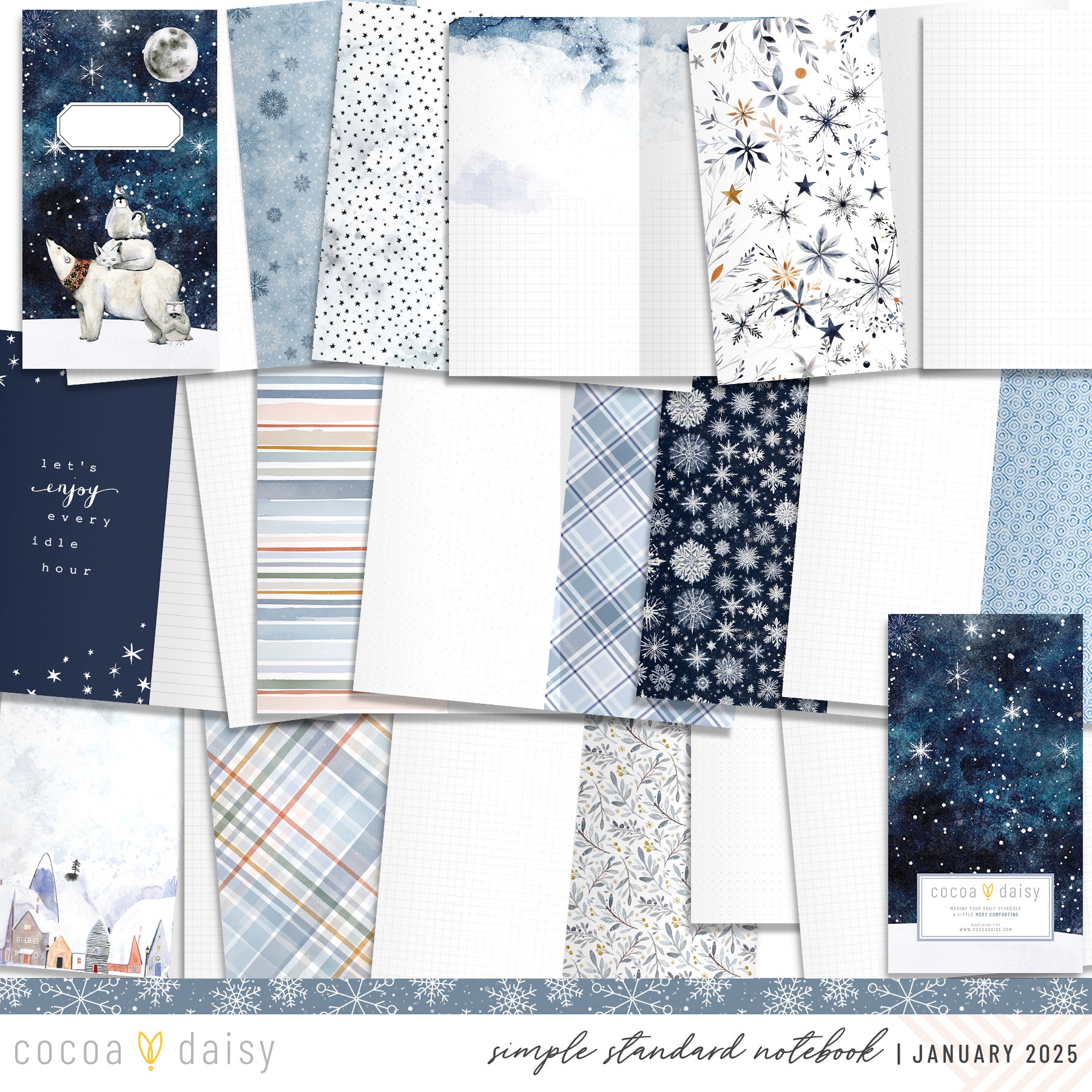 Nordic Nights SimpleDaisy Notebook - January 2025