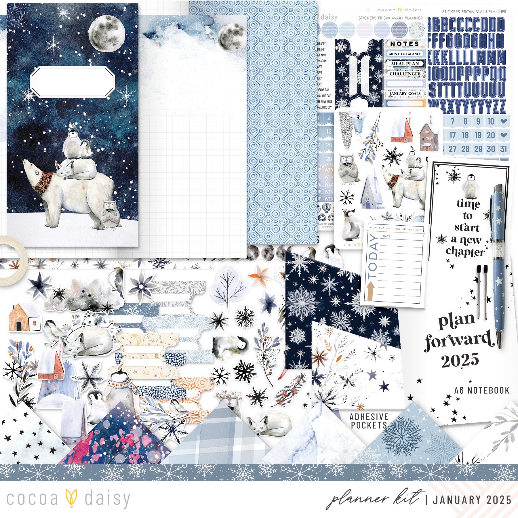 Nordic Nights Planner Kit - Choose your insert or notebook - January 2025