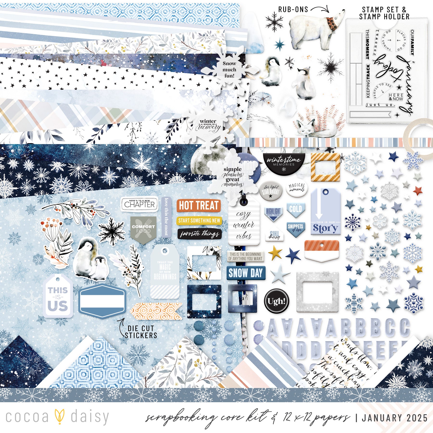 Nordic Nights Scrapbooking Kit - Choose Your Add On - January 2025