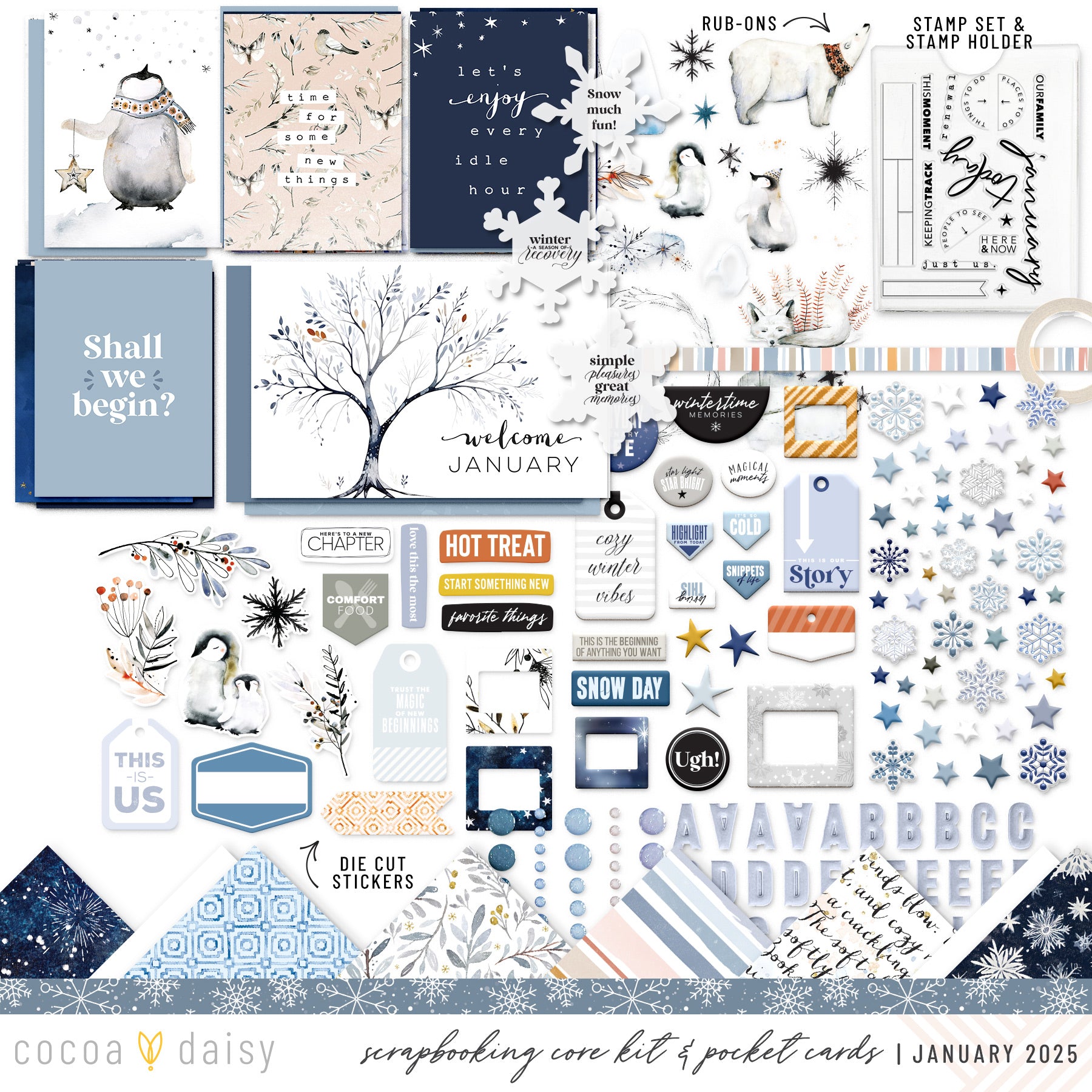 Nordic Nights Scrapbooking Kit - Choose Your Add On - January 2025