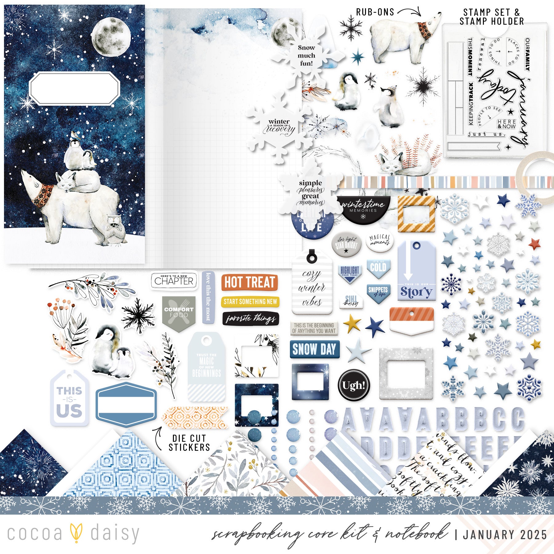 Nordic Nights Scrapbooking Kit - Choose Your Add On - January 2025