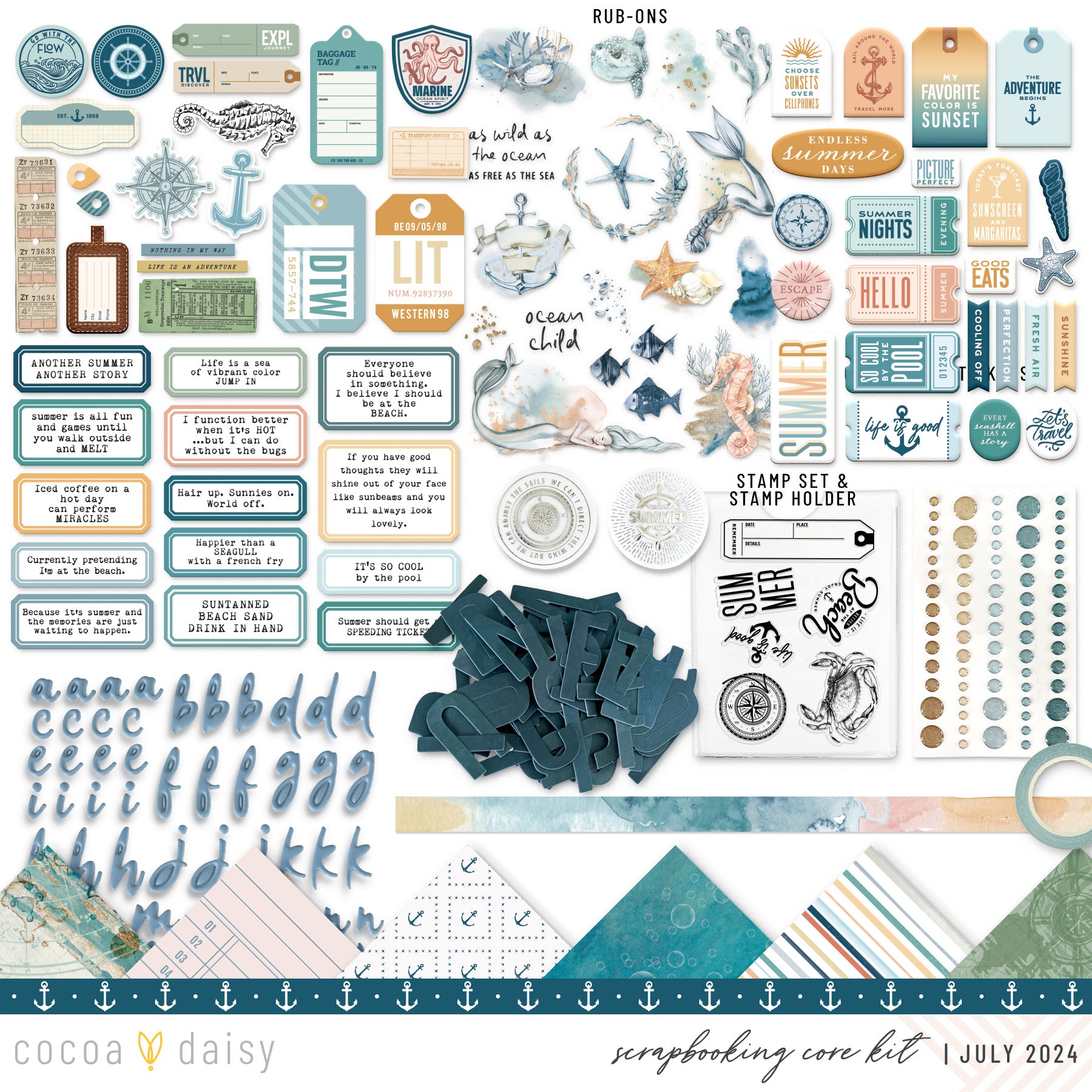 Into The Blue Scrapbooking Kit - No Add Ons - July 2024 – Cocoa Daisy