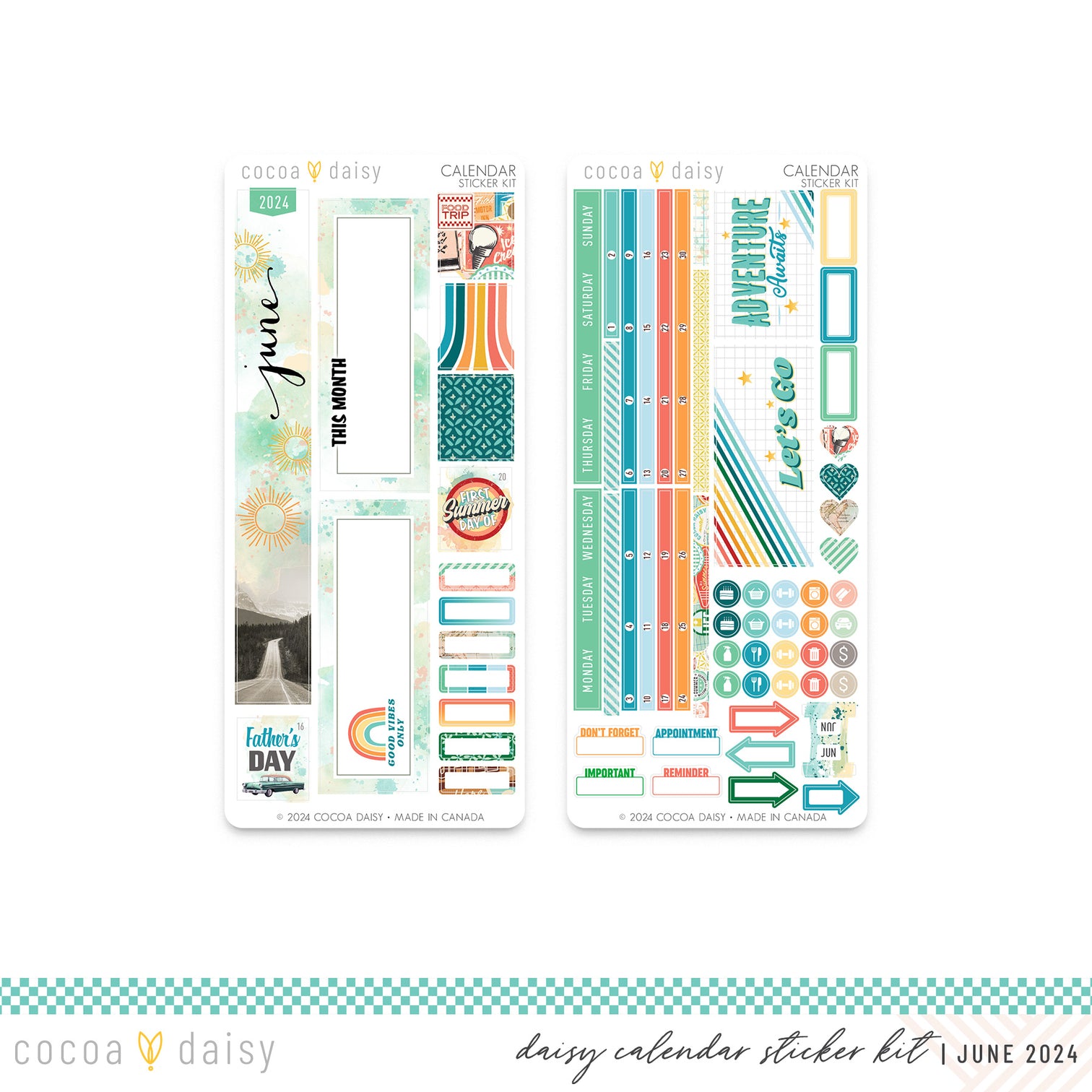 Let's Go Calendar Stickers for Daisy Weeks June 2024 Cocoa Daisy