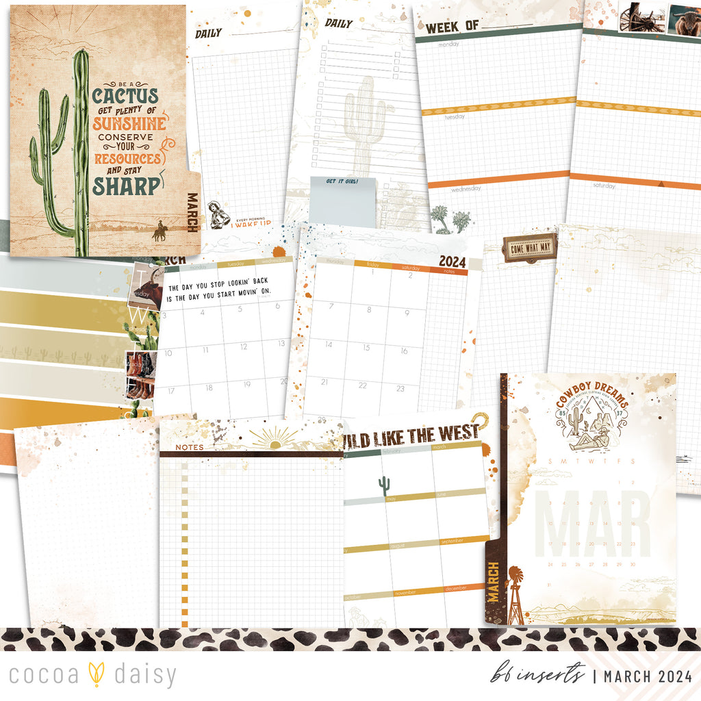 Big Sky Insert or Notebook Only Choose your size March 2024 Cocoa Daisy