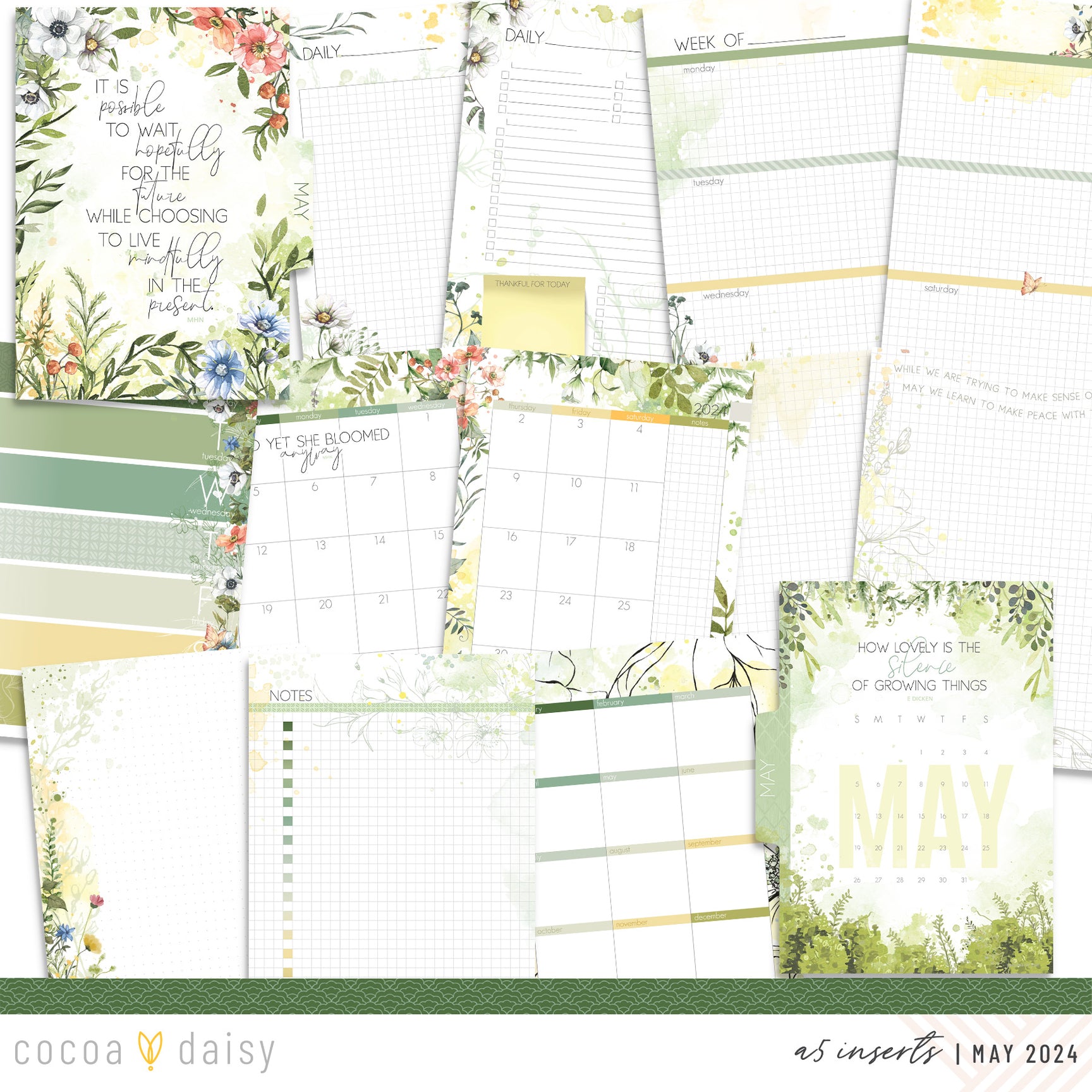 From The Garden Inserts or notebook Only Choose your size May 2024