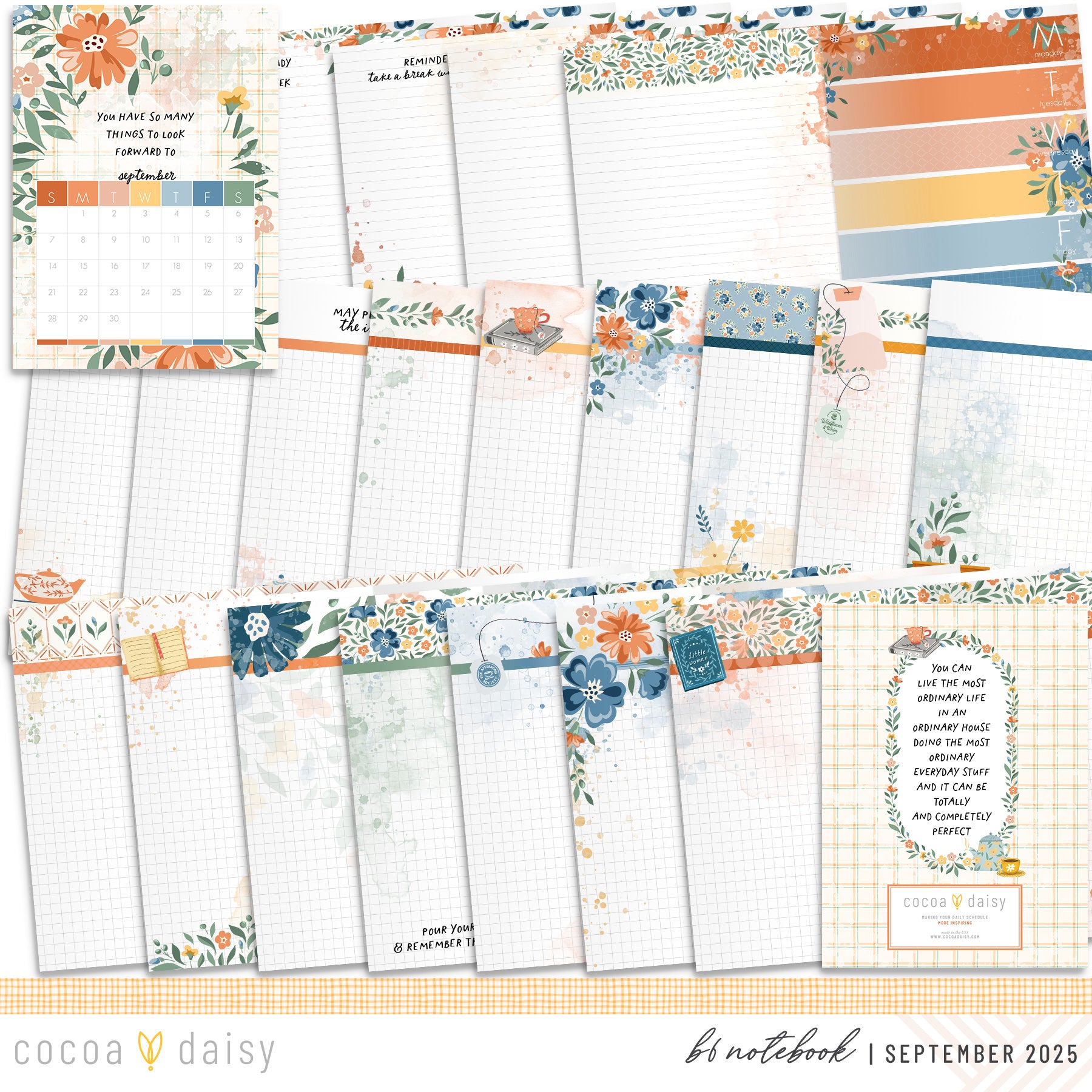 Chapters of September Inserts or notebook Only - Choose your size - September 2025