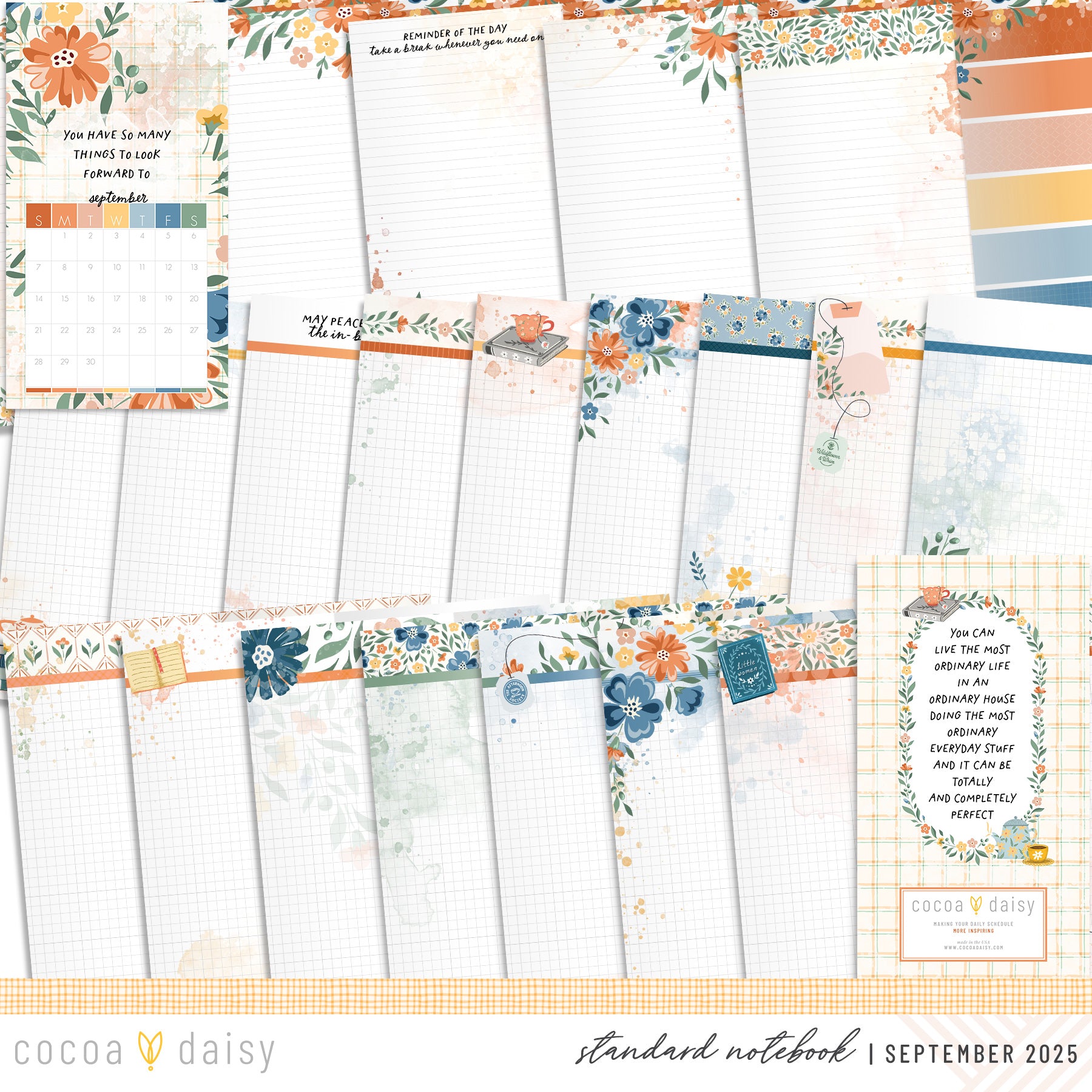 Chapters of September Inserts or notebook Only - Choose your size - September 2025