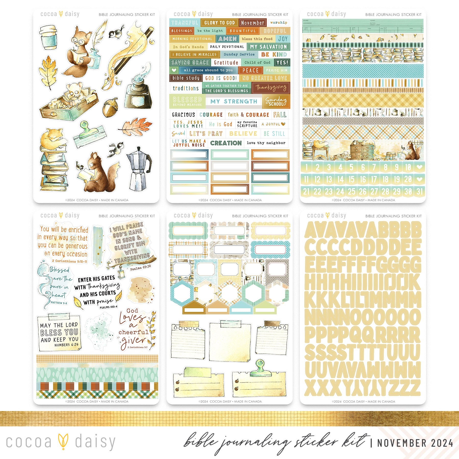 Chapters Bible Journaling Sticker Kit November 2024