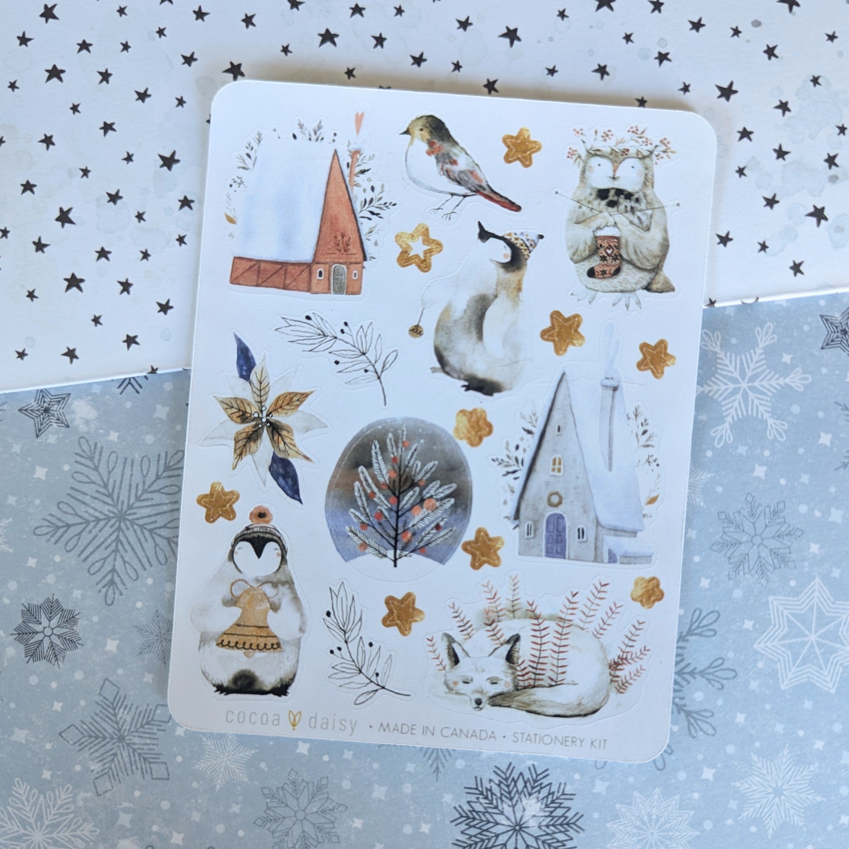 Nordic Nights Decorative "Penguin & Friends" Stationery Kit Sticker Sheet - January 2025