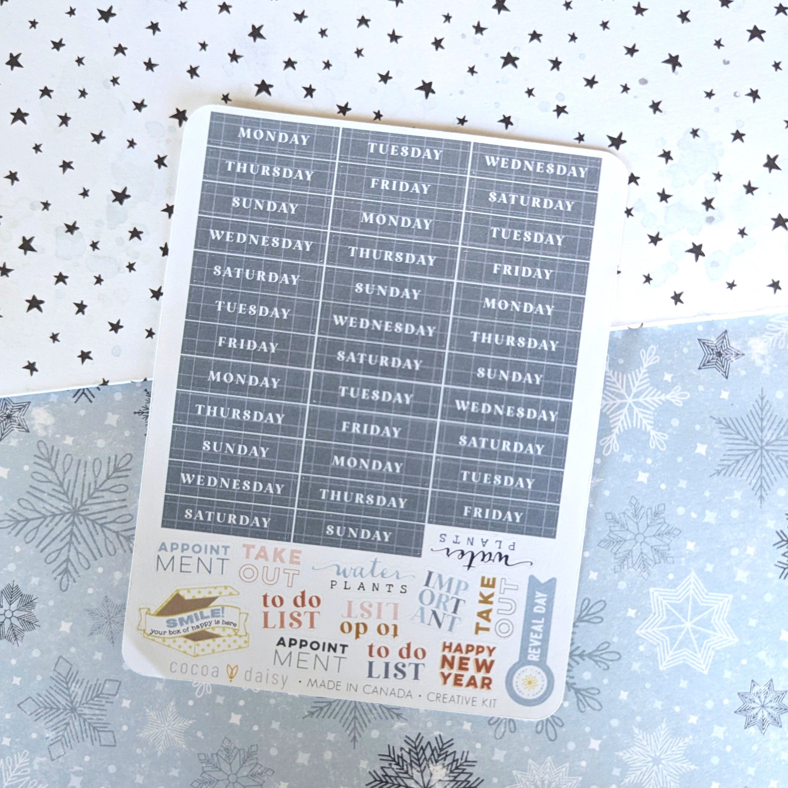 Nordic Nights "Weekday/Routine" Creative Kit Sticker Sheet January 2025