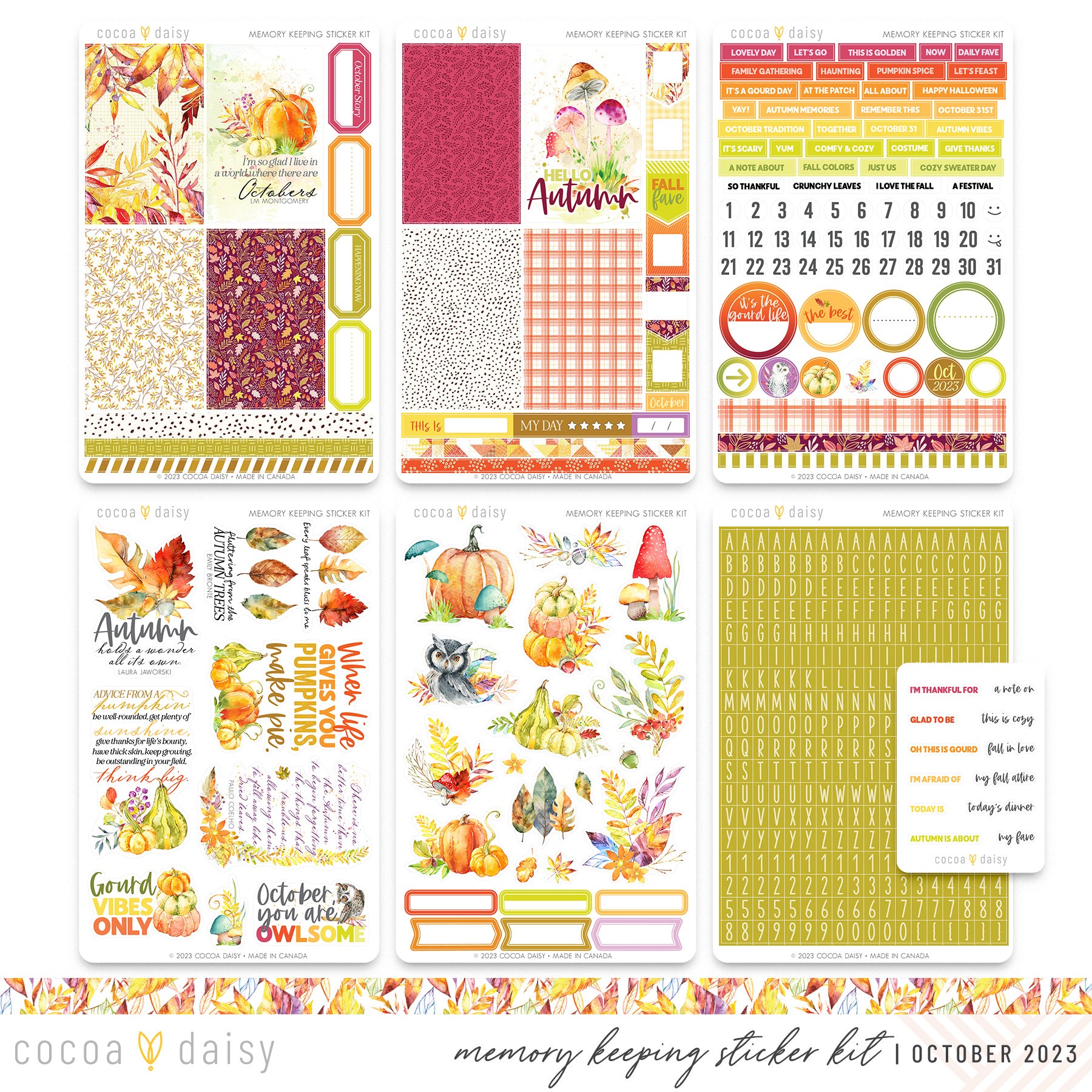 Autumn Whispers Memory Keeping Sticker Kit  October 2023