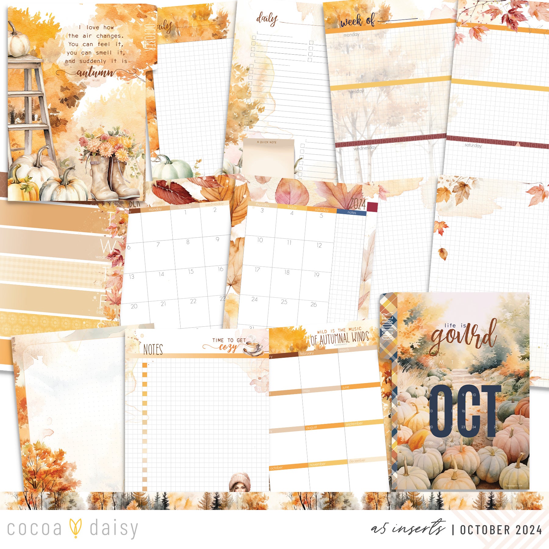 Cozy Season Inserts or notebook Only - Choose your size October 2024