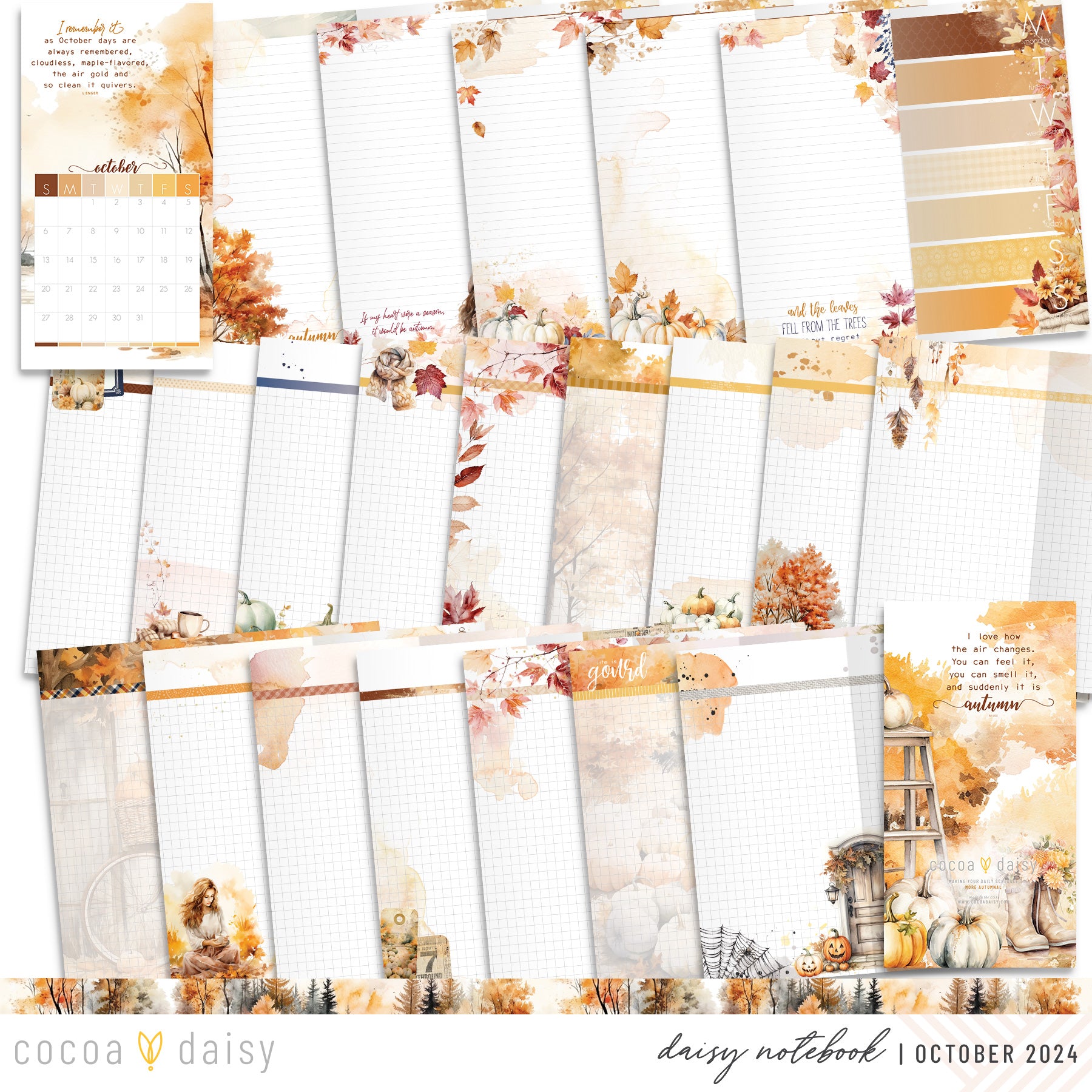 Cozy Season Inserts or notebook Only - Choose your size October 2024