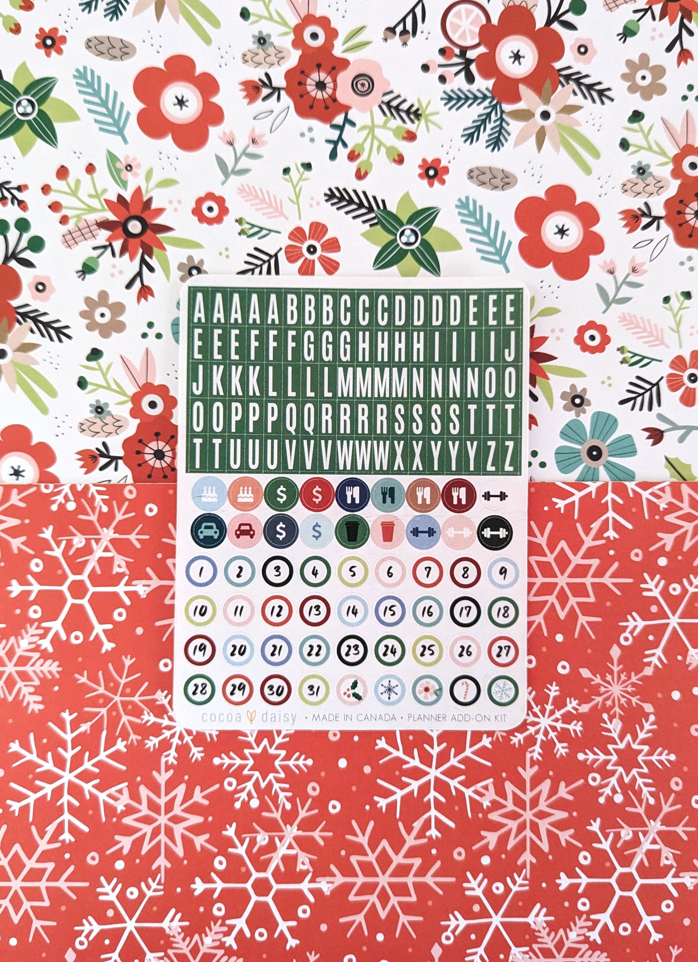Let It Snow "Alpha & Number" Planner Add On Sticker Sheet - December 2023