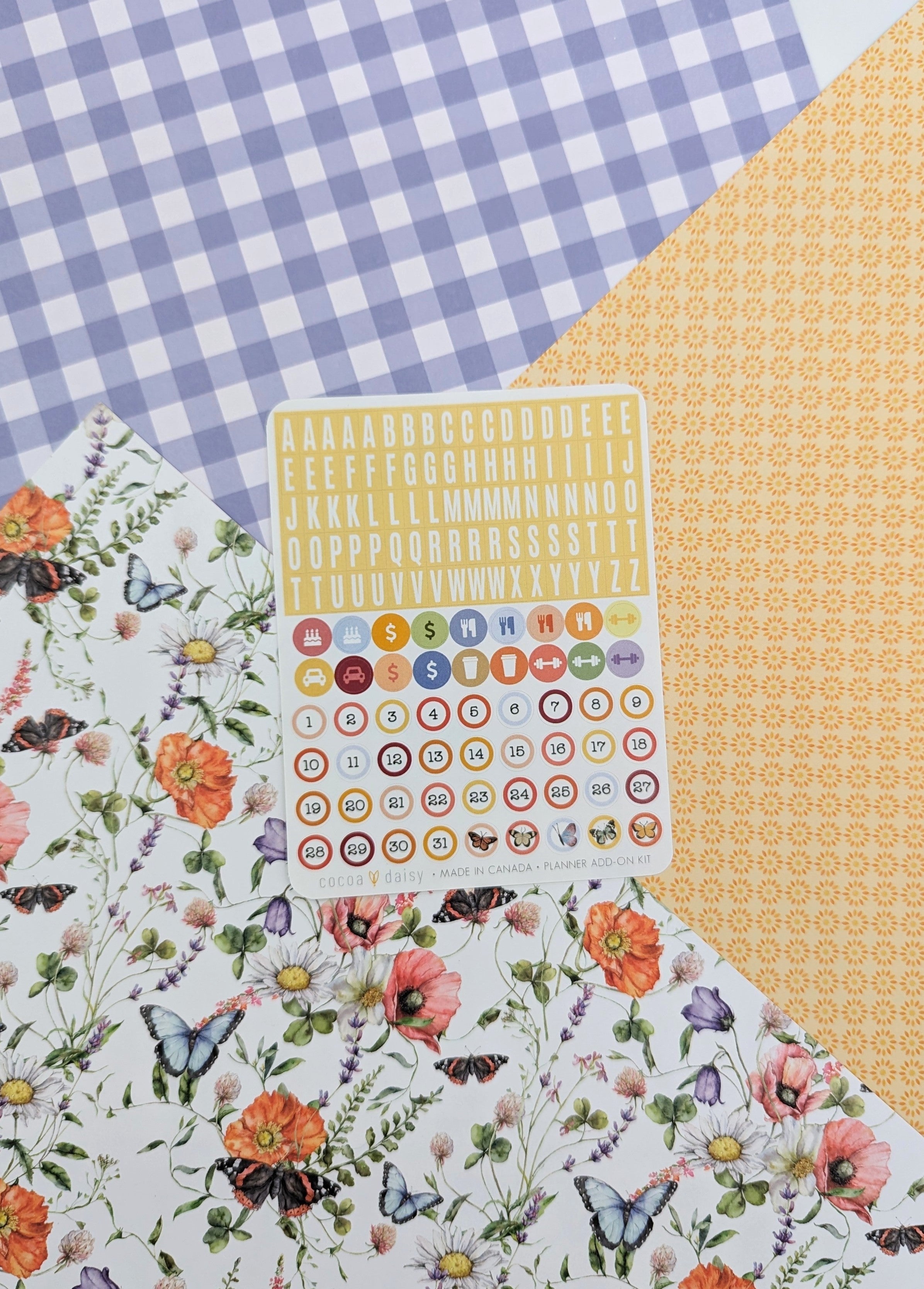 Quiet Meadow "Alpha & Number" Planner Add On Sticker Sheet - August 2023