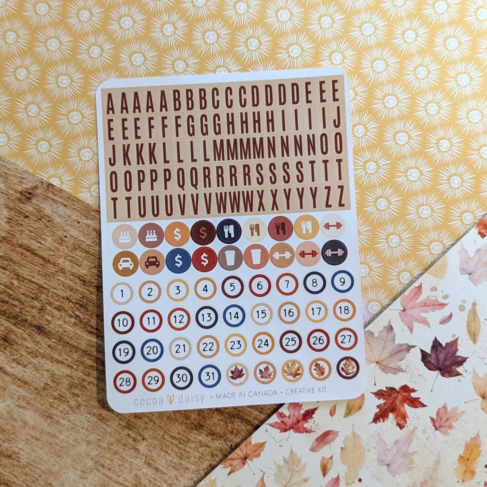 Cozy Season Alpha & Date Sticker Sheet from the Creative Kit - October 2024