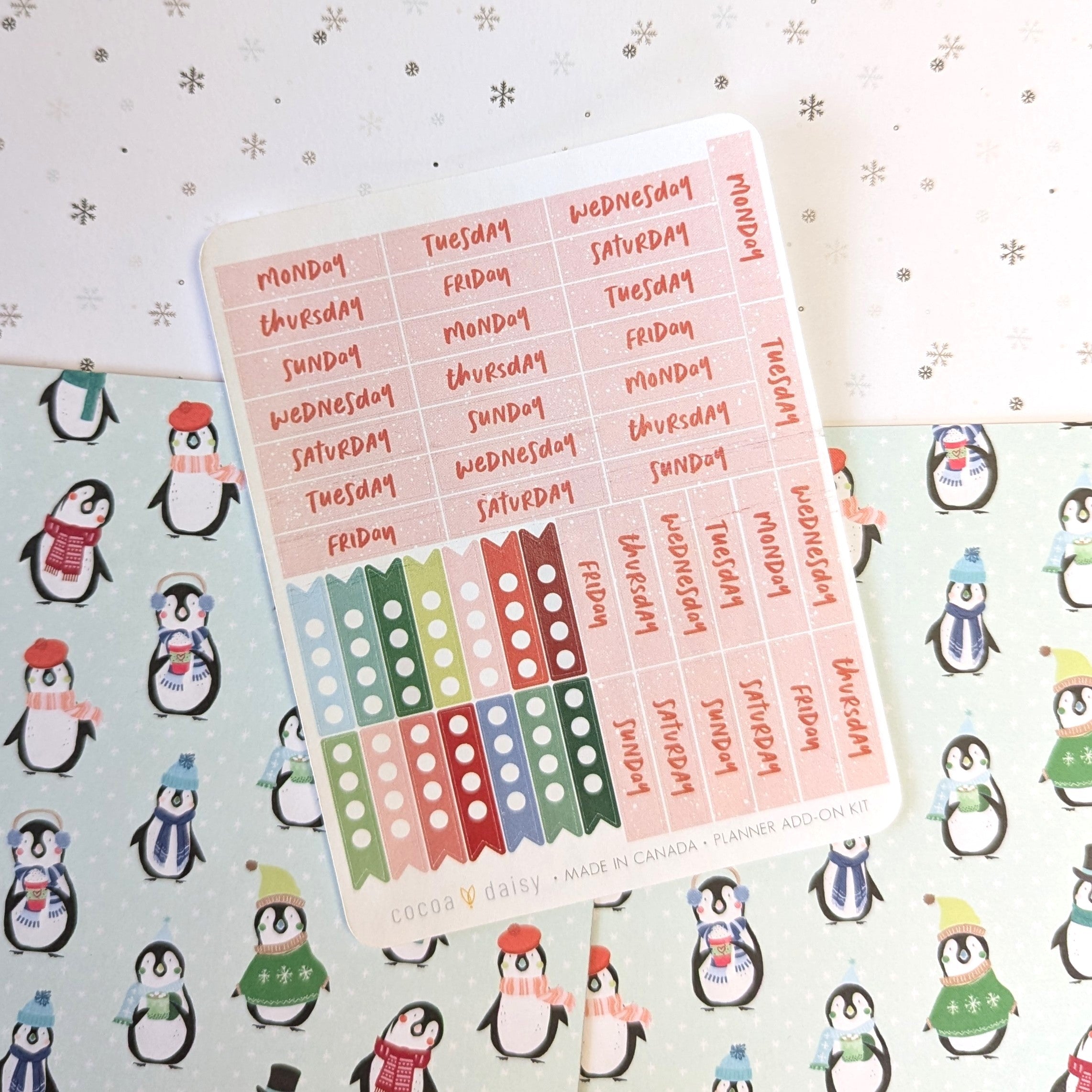 Let It Snow "Day of the Week/Tracker" Planner Add On Sticker Sheet - December 2023