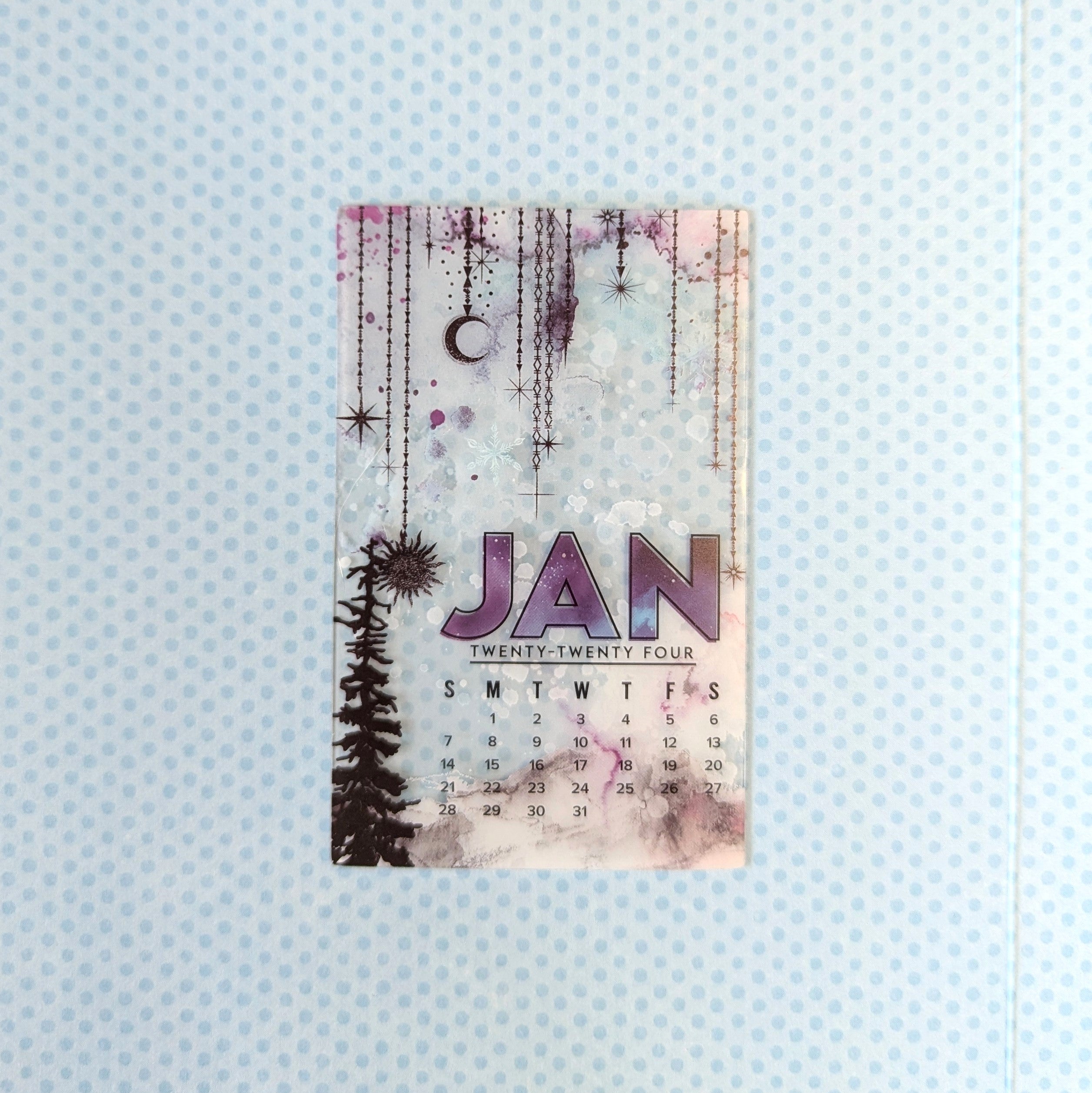 Silent Moon Clear Calendar Card - January 2024