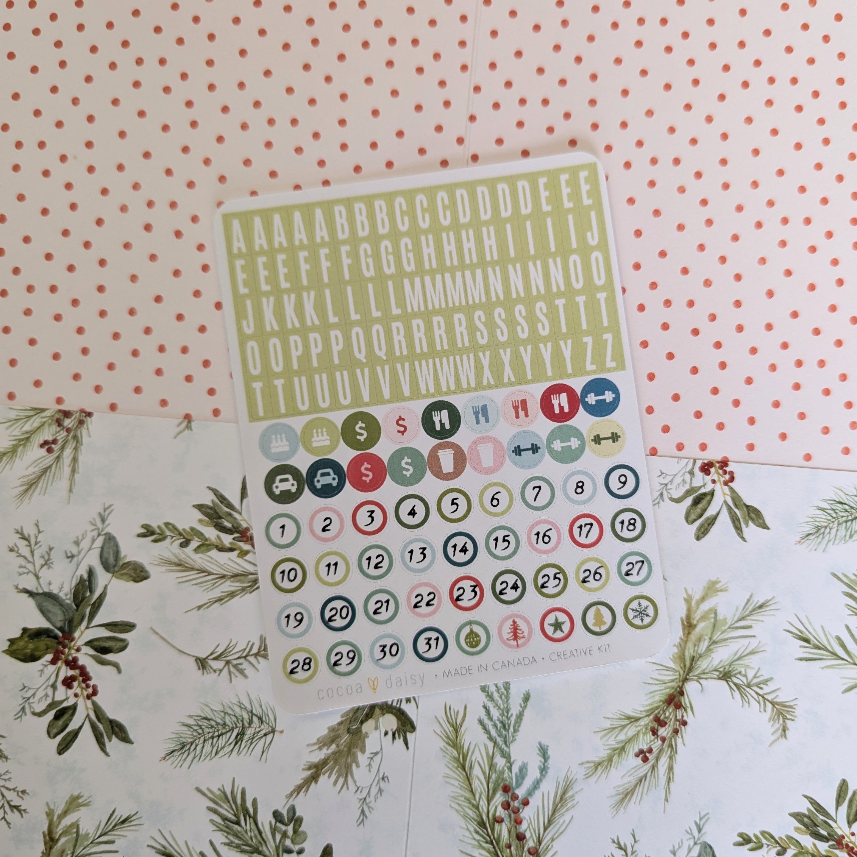 Cedar & Snow "Alpha & Round Date" Creative Kit Sticker Sheet - December 2024