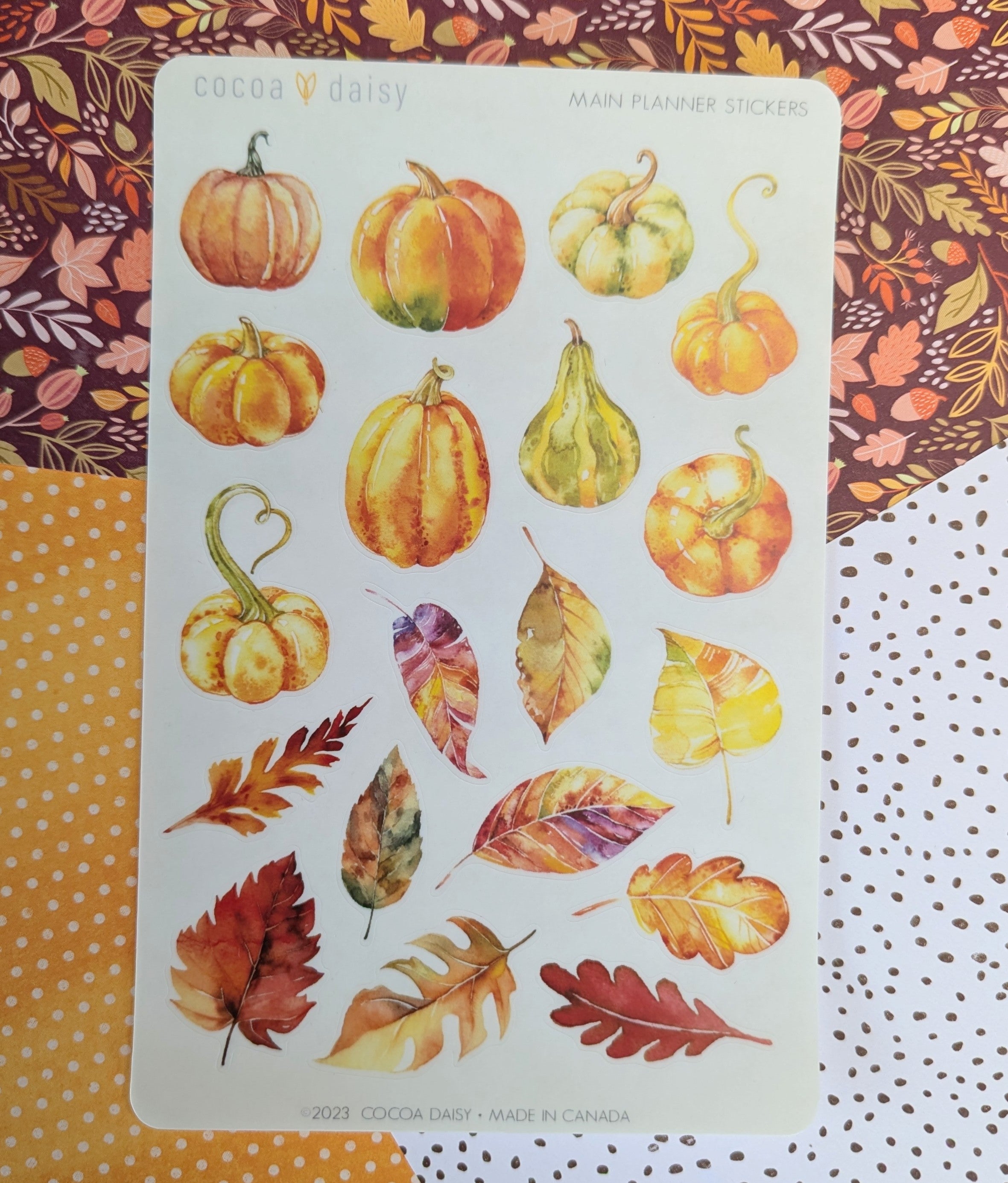 Autumn Whispers Large Vellum "Pumpkin/Leaves" Sticker Sheet from the Main Planner - October 2023