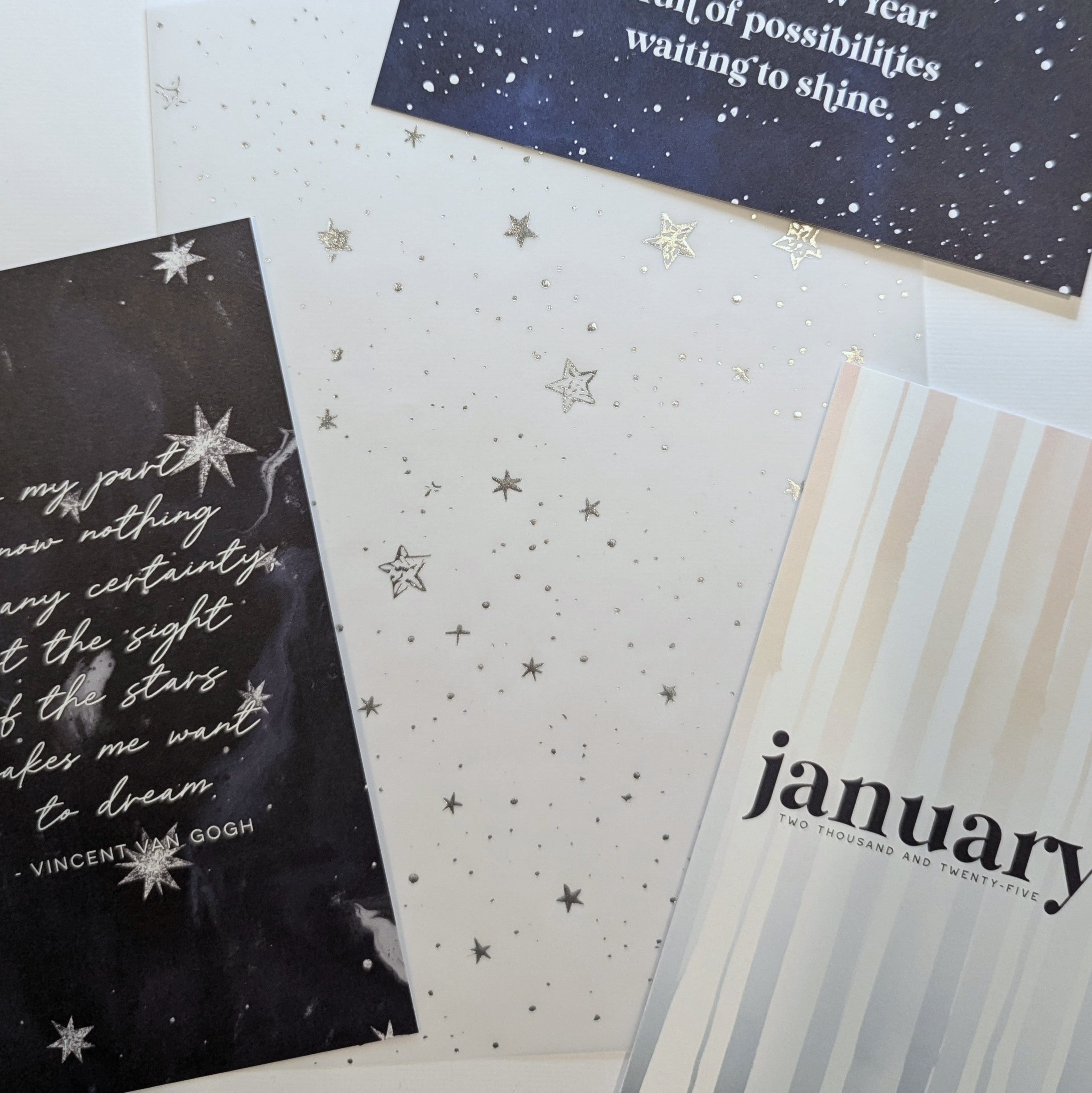 Nordic Nights "Silver Stars" Stationery Kit Vellum - January 2025