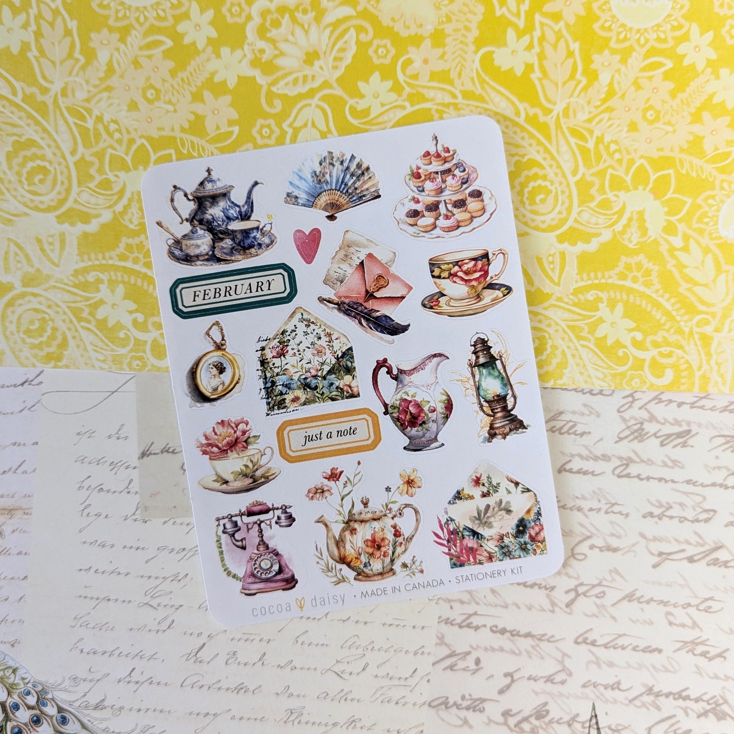 Penelope "Tea Time" Stationery Kit Sticker Sheet - February 2025