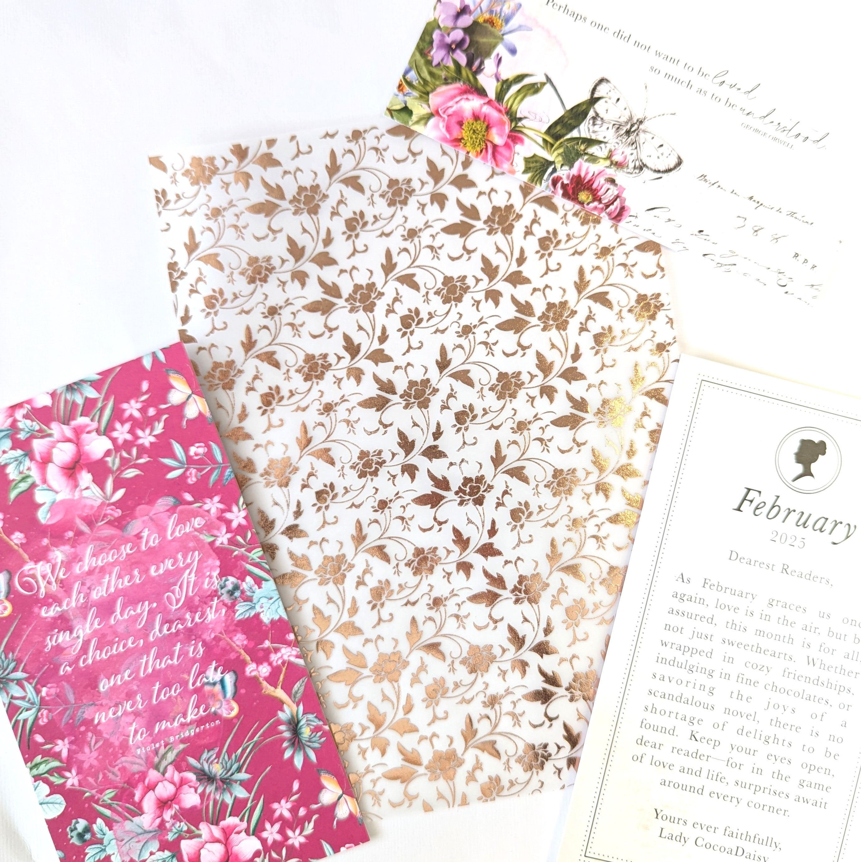 Penelope "Gold Foiled Floral" Deluxe Journaling Kit Vellum - February 2025