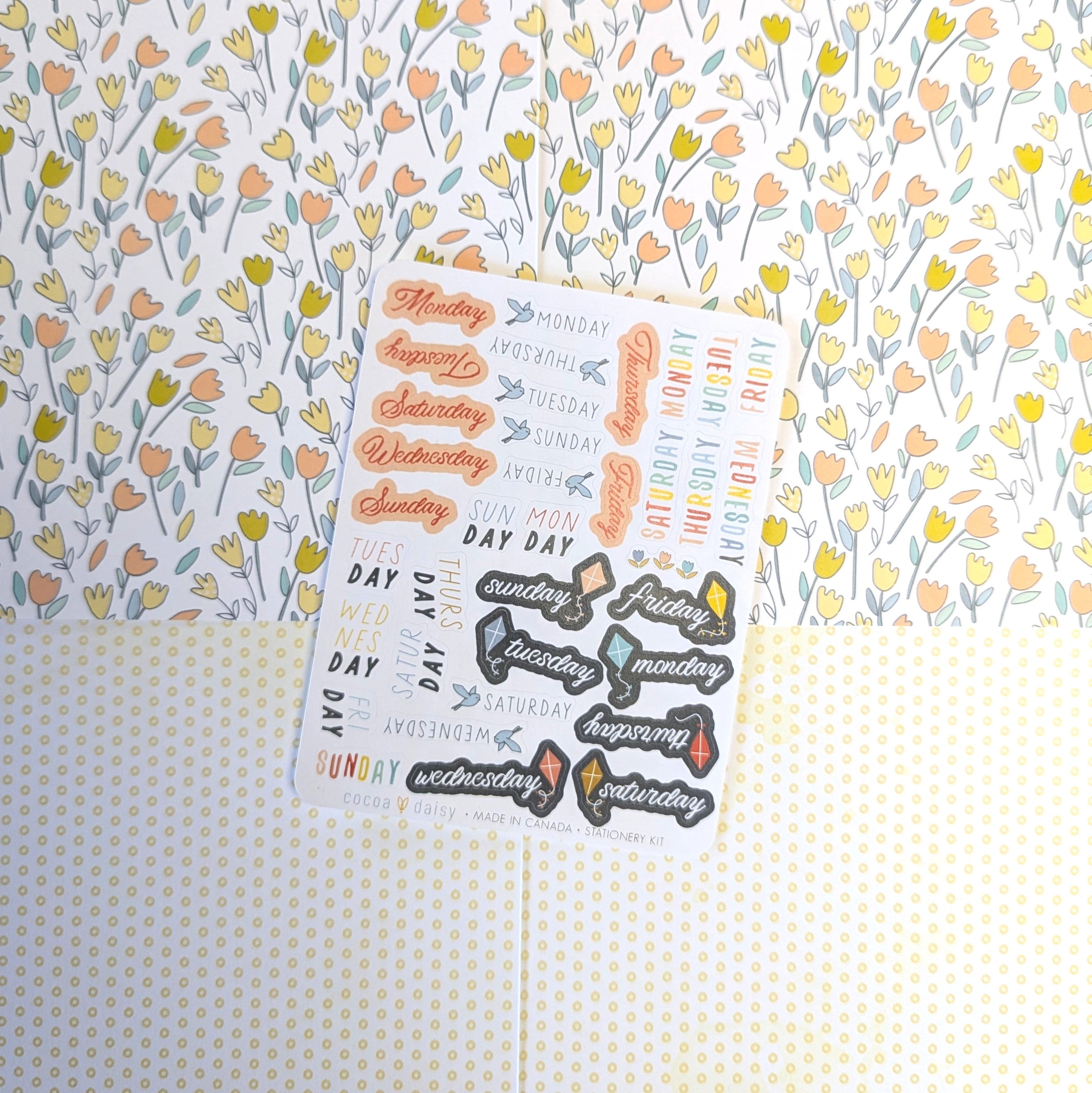 Take Flight "Day of the Week" Stationery Kit Sticker Sheet - April 2024